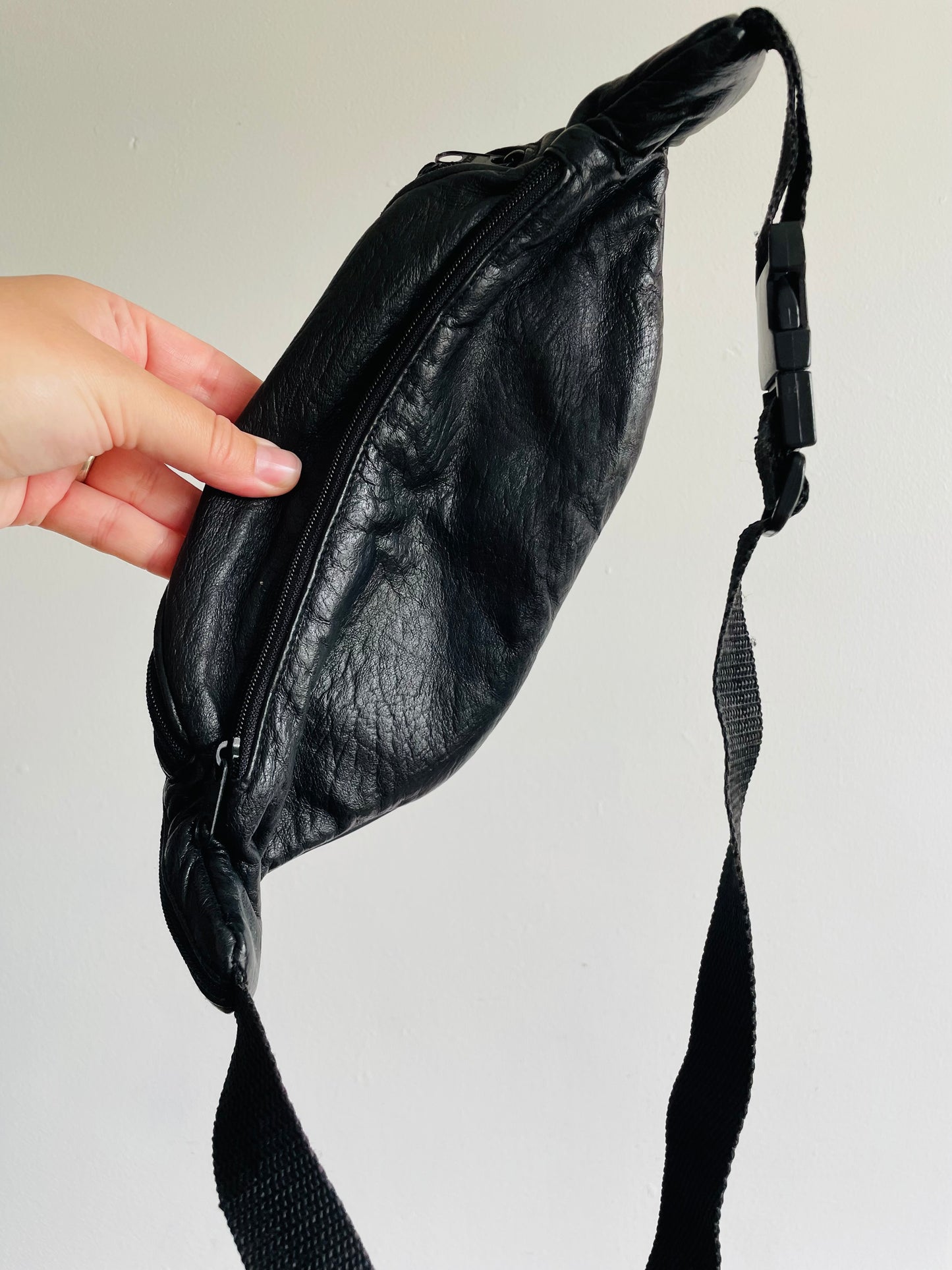 Black Belt Waist Pouch with Multiple Compartments