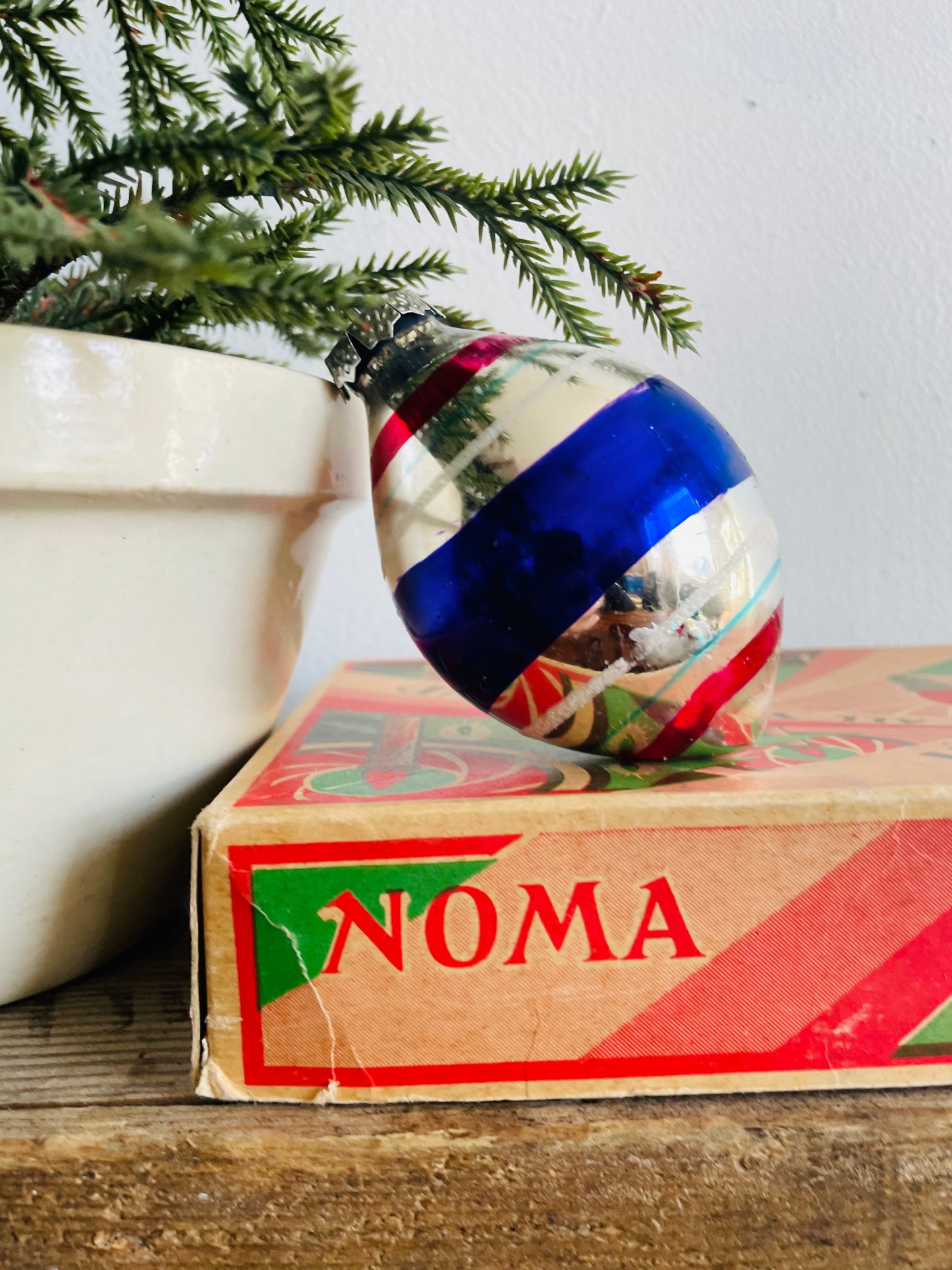 Glass Ornament with Large Purple Blue Stripe