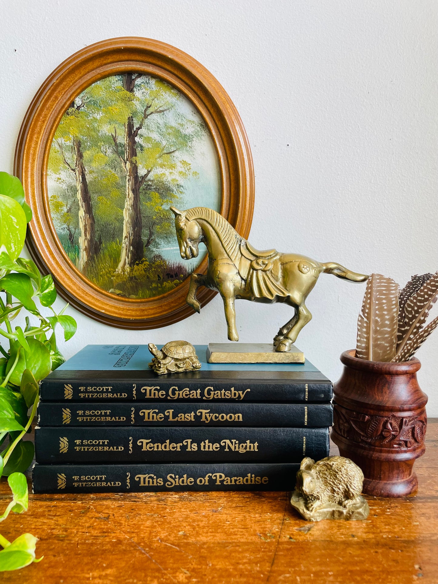 Vintage Solid Brass Horse Statue Equestrian Figurine