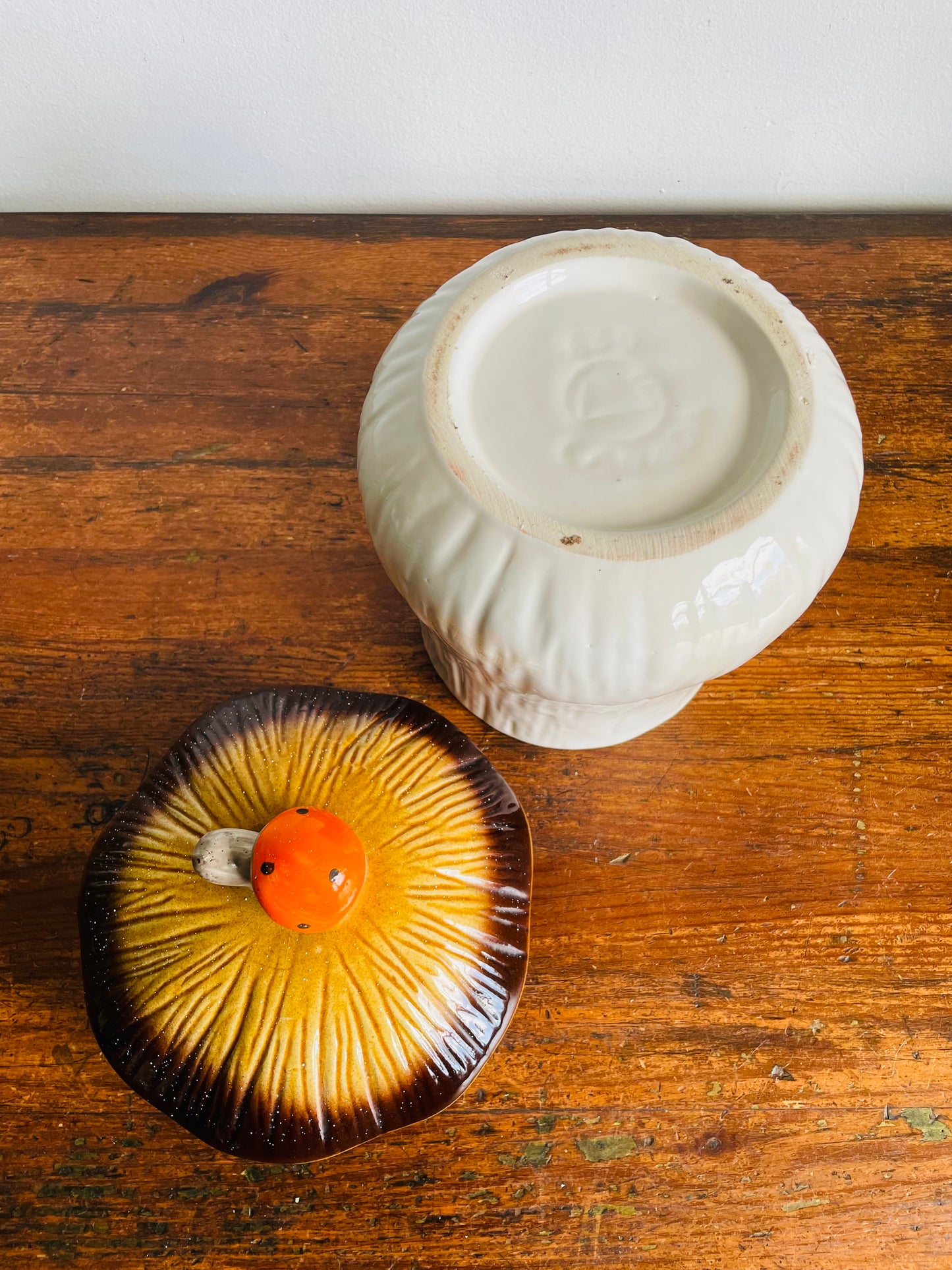Vintage Large Laurentian Pottery Merry Mushroom Kitchen Canister Jar with Lid #1 - Made in Canada