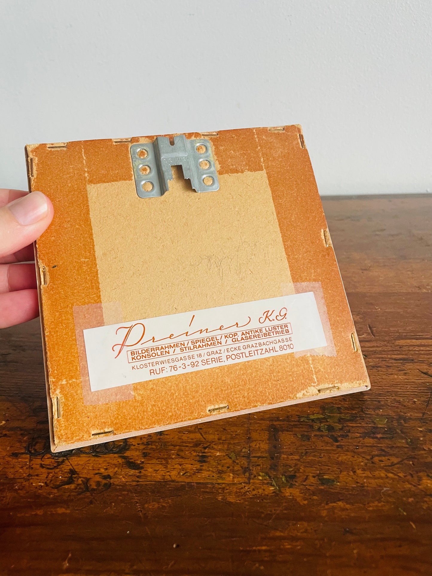 Vintage Mini Needlepoint Embroidery Picture in Square Frame - Spring Season - Red Roof House Beside River with Cherry Blossoms