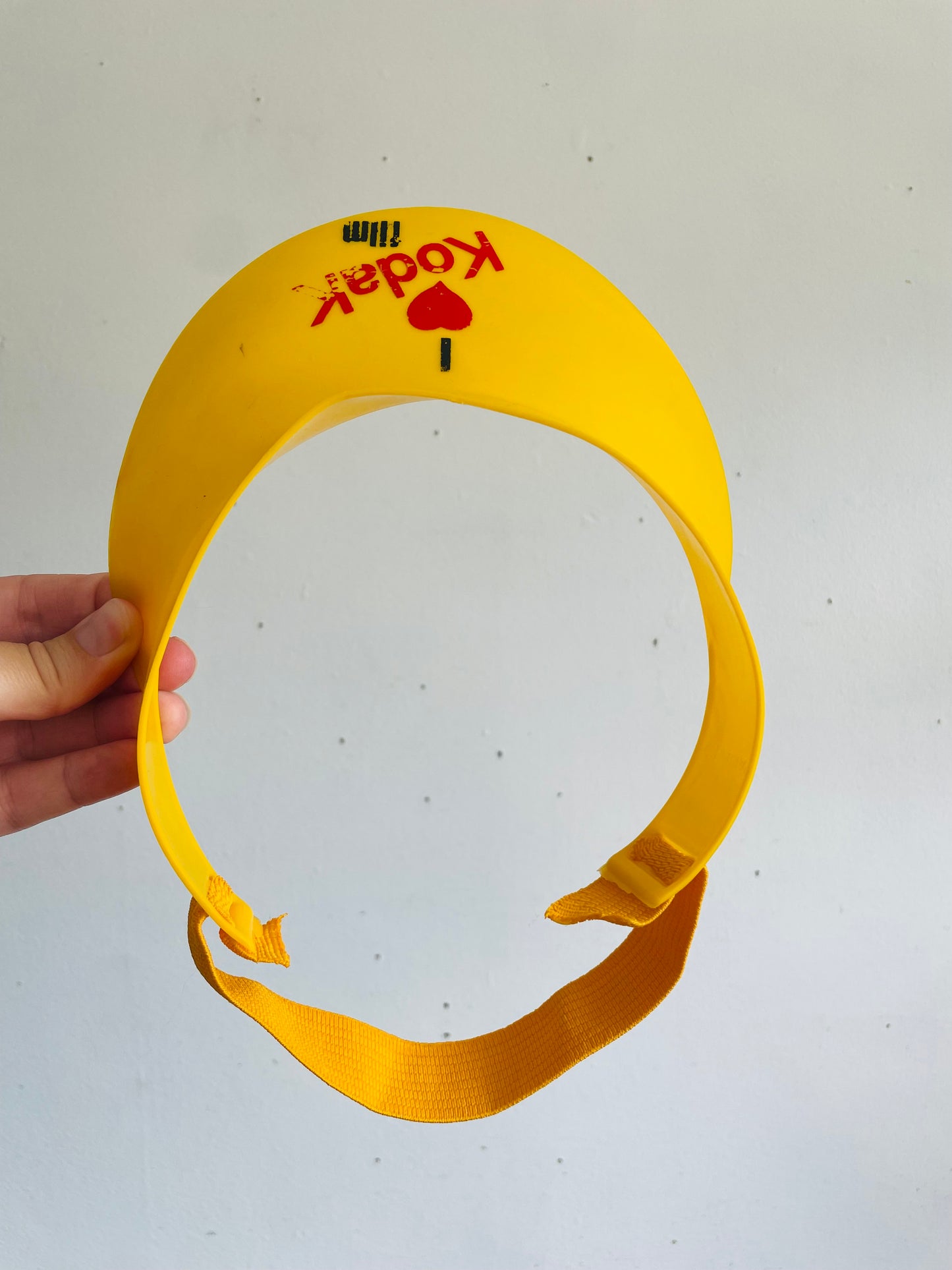 Vintage Bright Yellow I Love Kodak Film Plastic Sun Visor Hat - Made in Venezuela - For the Camera & Photography Lover!