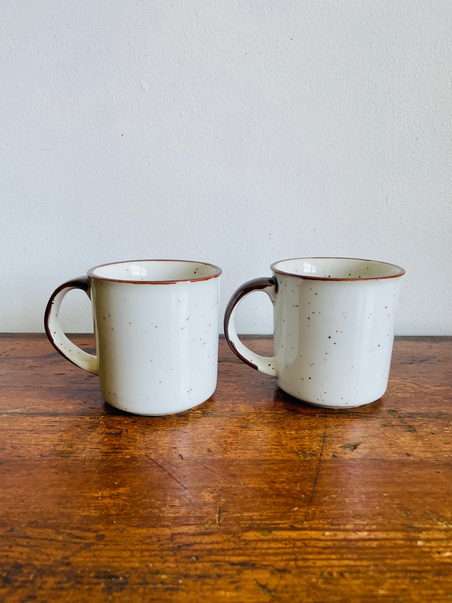 Vintage Speckled Fruit Mugs with Strawberries & Lemons - Made in Japan - Set of 2
