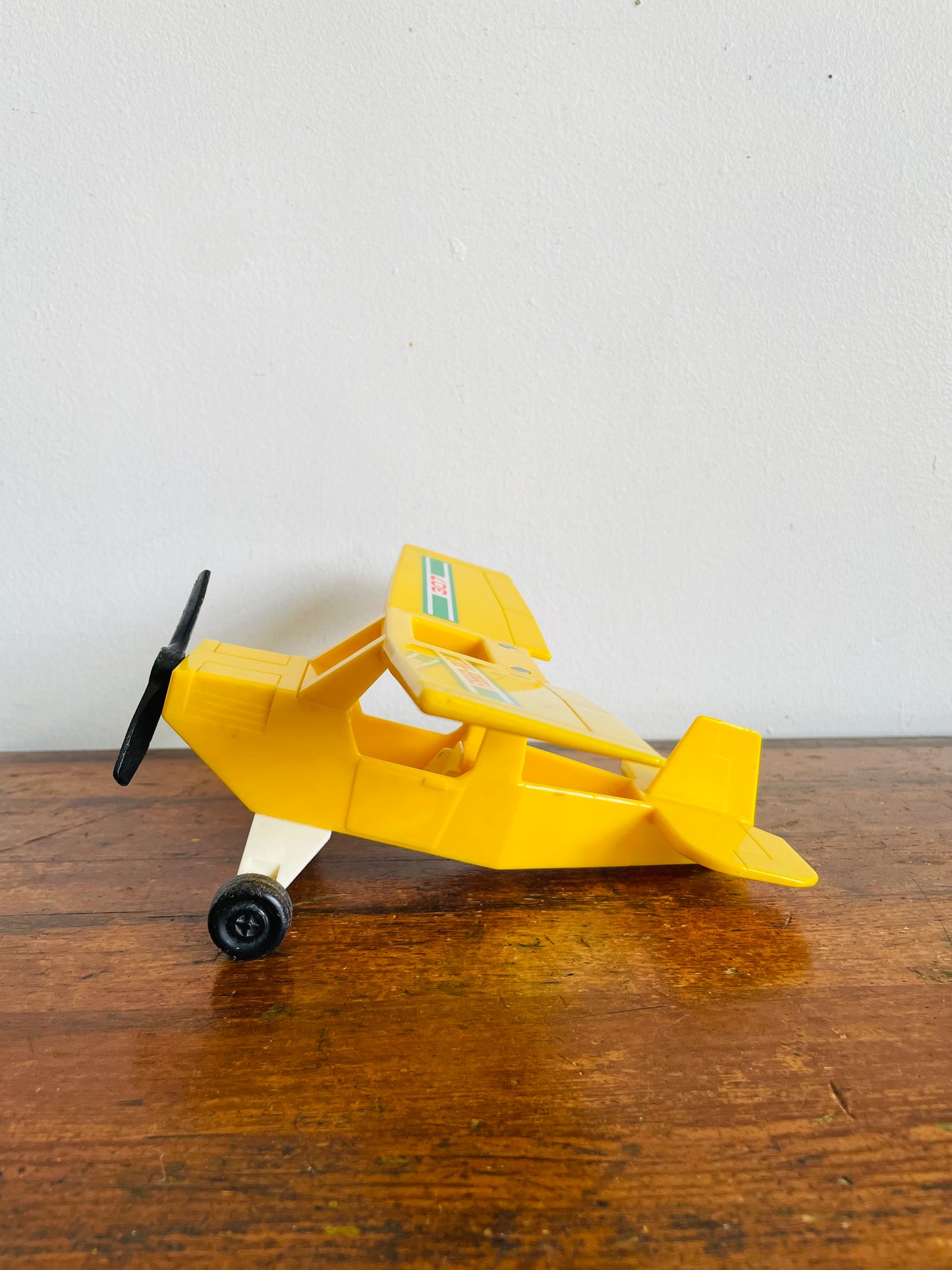 Vintage 1976 Fisher Price Toys 307 Bright Yellow Airplane Vehicle Toy - Propeller & Wheels Spin