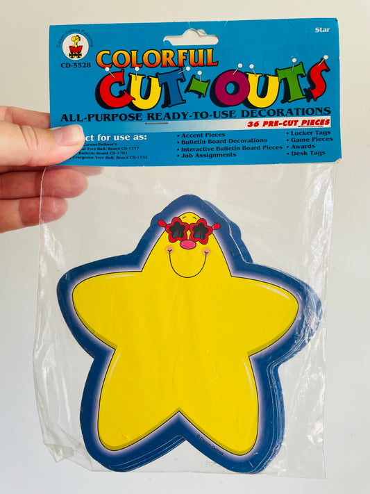 Brand New Vintage School Teacher Classroom Supplies - Colourful Star Cut-Outs - 36 Pre-Cut Pieces - Carson-Dellosa Publishing Co.