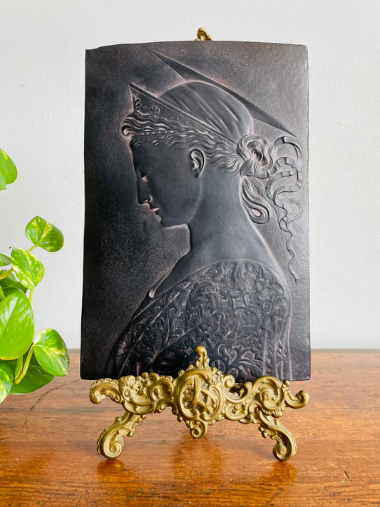 Vintage 1989 Facsimilies Ltd. Saint Cecilia Wall Hanging Plaque Picture - Patron Saint of Music & Musicians - Reproduced from Donatello's Bronze Relief Sculpture