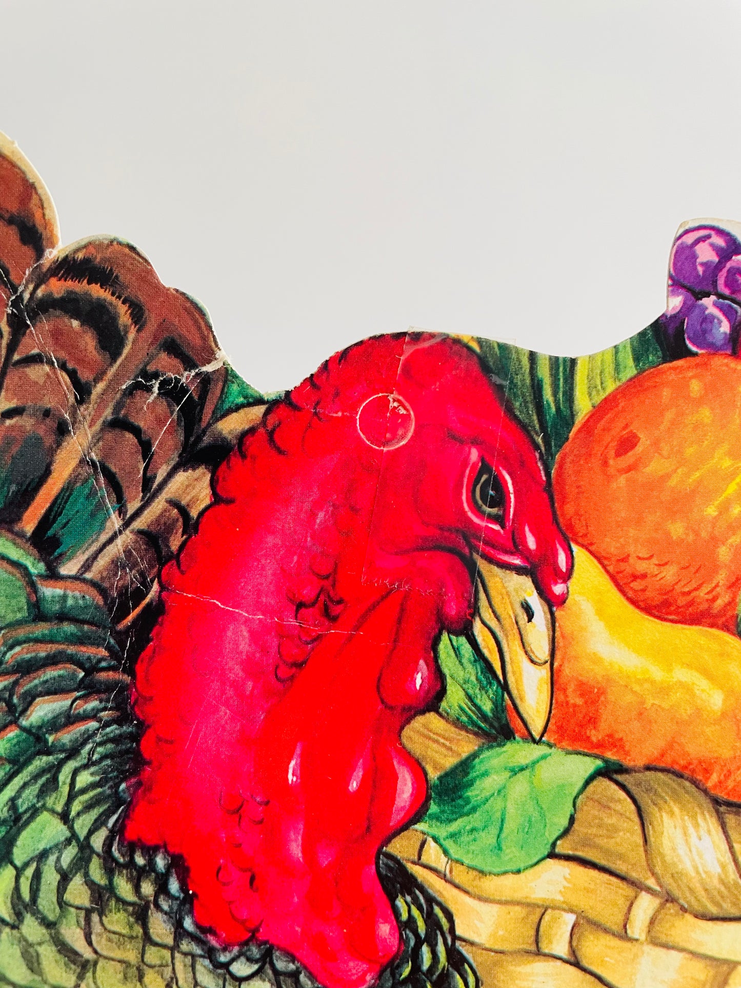 Vintage Thanksgiving Cardboard Cutout - Turkey with Bountiful Harvest # 2