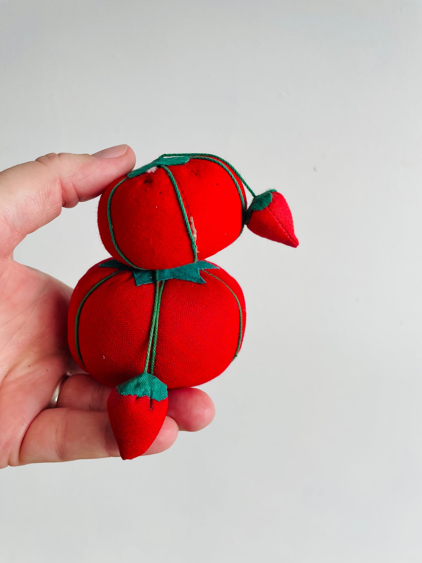 Red Tomato with Strawberry Pincushions - Set of 2