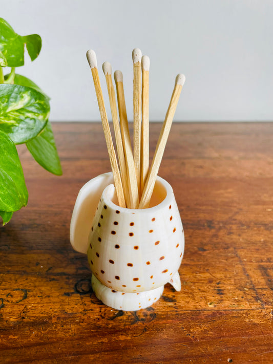 Vintage Carved Leopard Cone (Conus Leopardus) Seashell Vessel Vase Holder - Bud Vase, Matches, Toothpicks, Q-Tips, Etc.