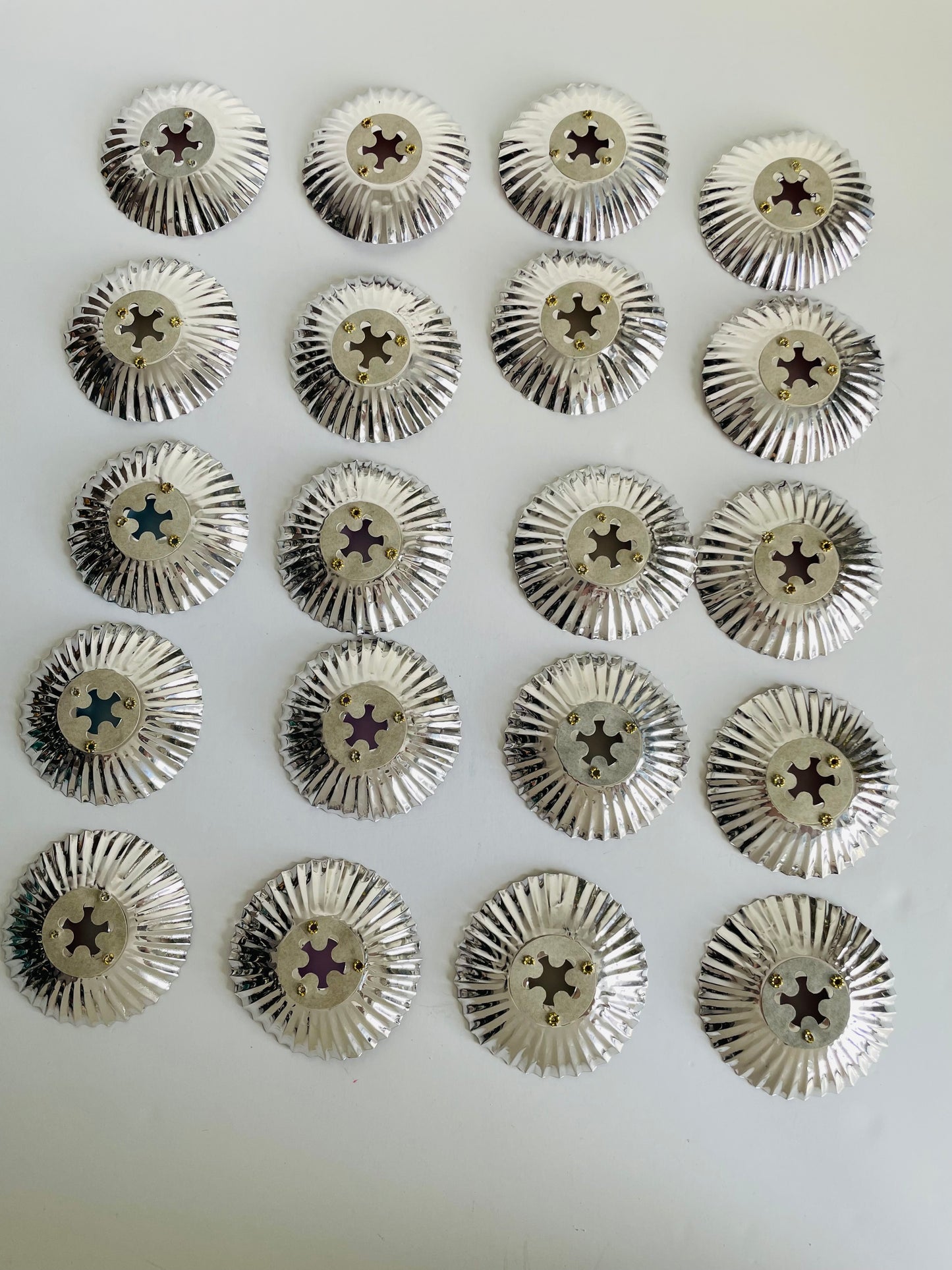 Vintage Collection of Unused Christmas Light Foil Reflectors - Gold, Red, Pink & Blue - Set of 20