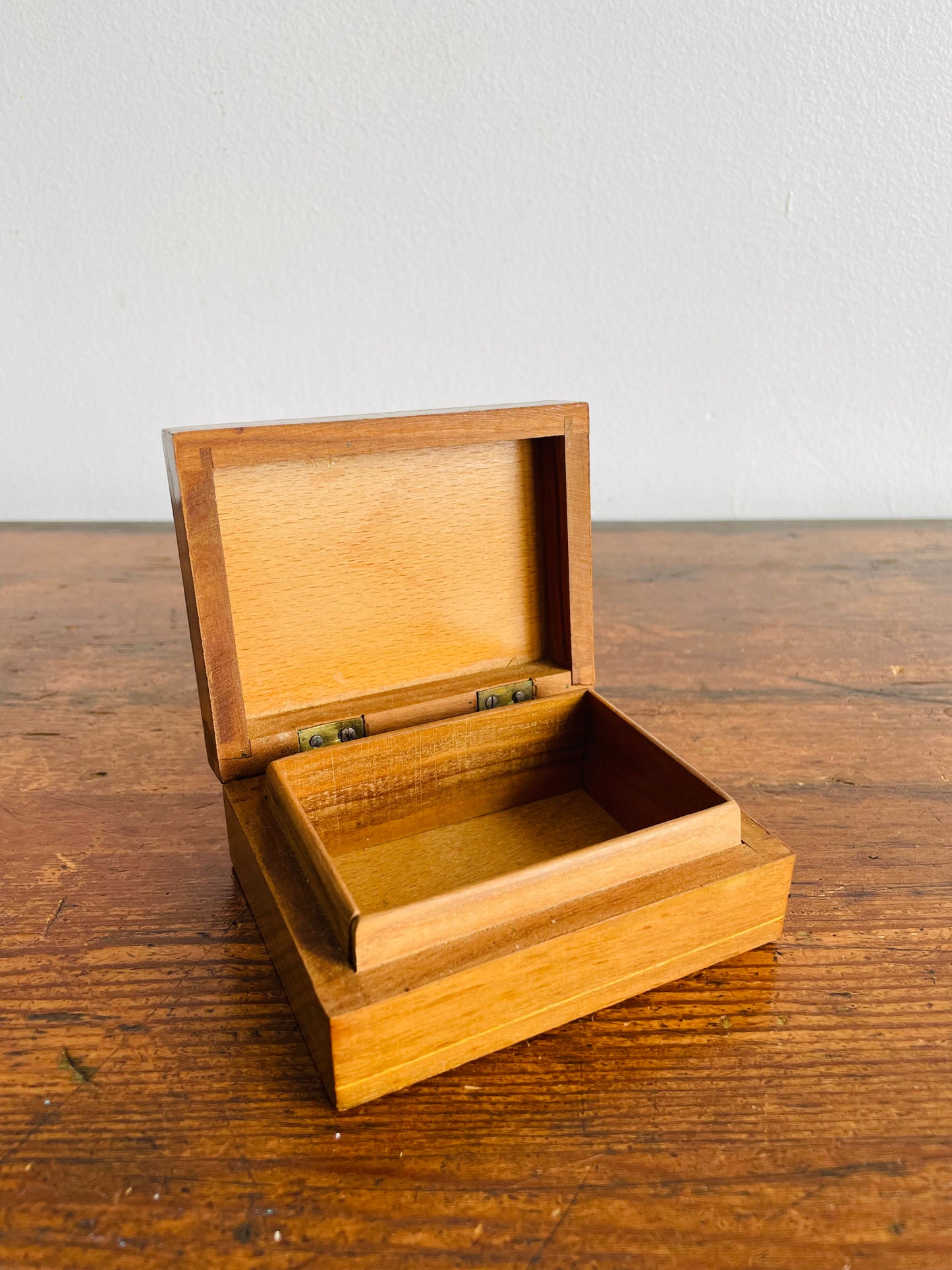 Antique Tunbridge Ware Wood Box with Mosaic Inlaid Pattern - Trinkets or Jewellery!