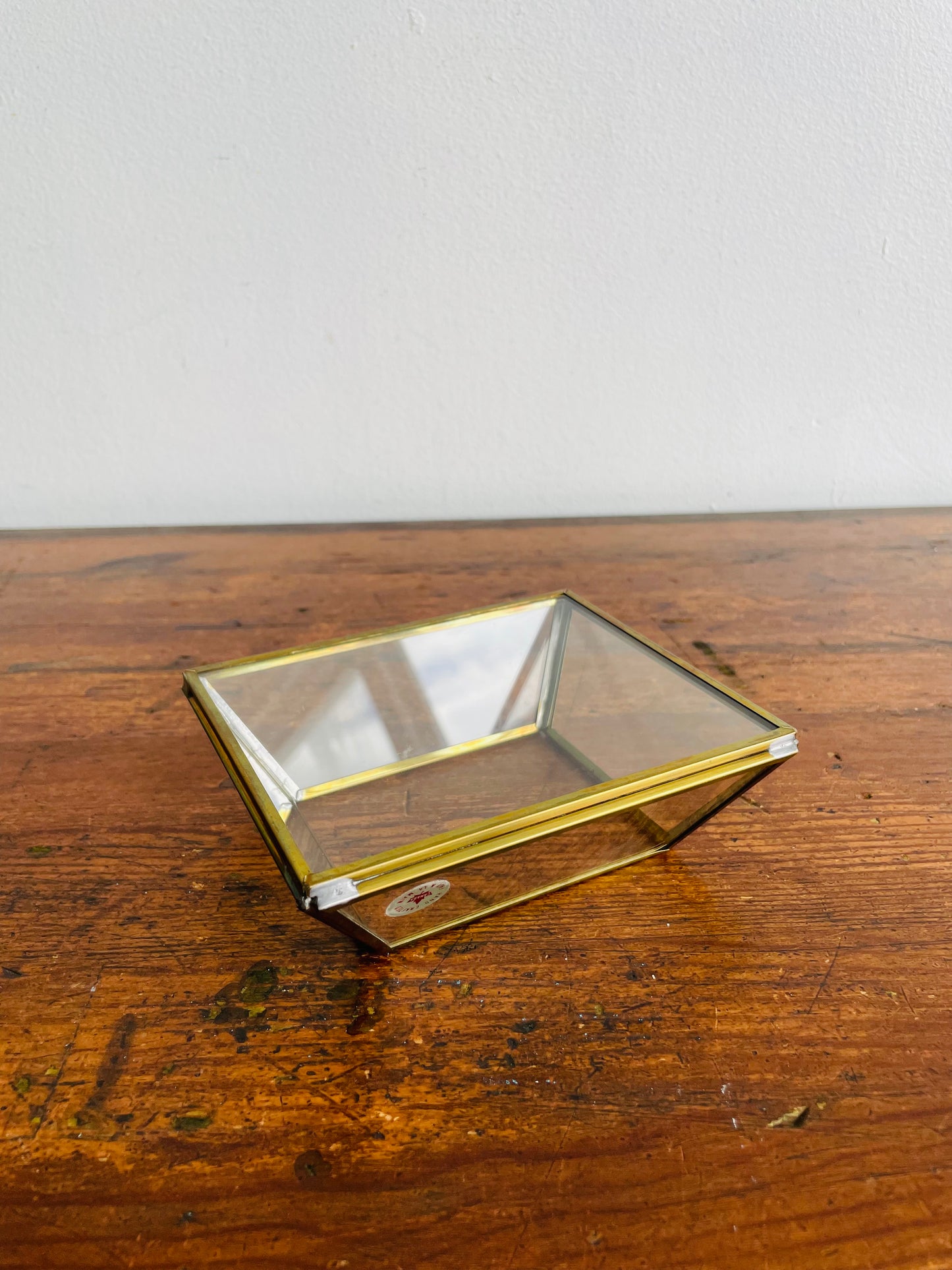 Brass Mirrored Box Holder - Great for Business Cards, Air Plants, Etc. - Made in Canada