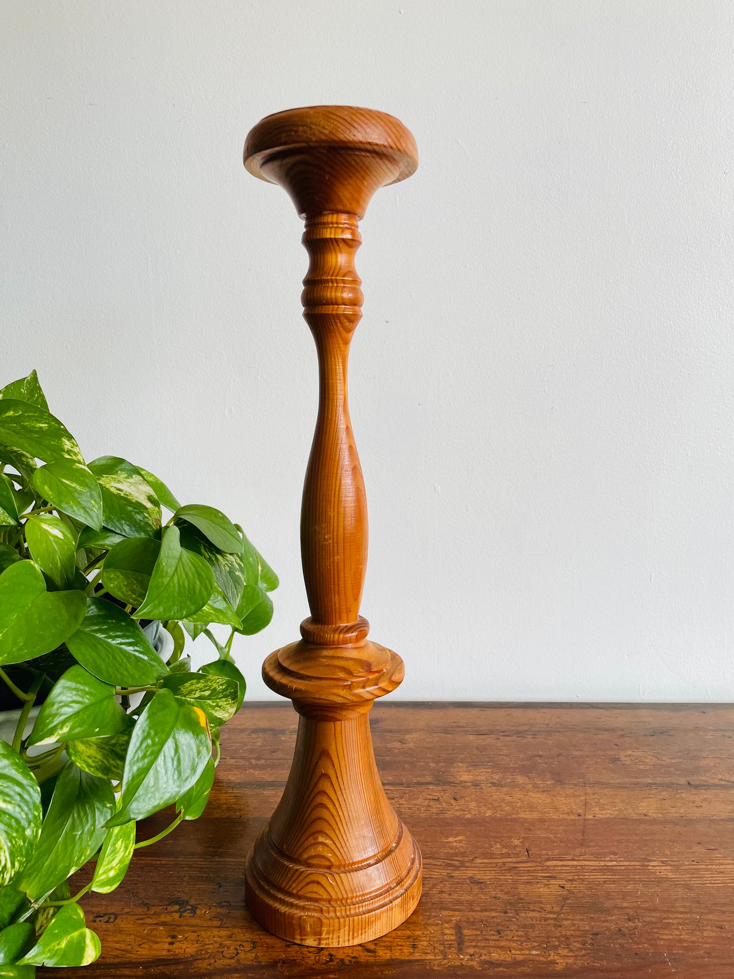 Tall Wood Candle Pillar Holder