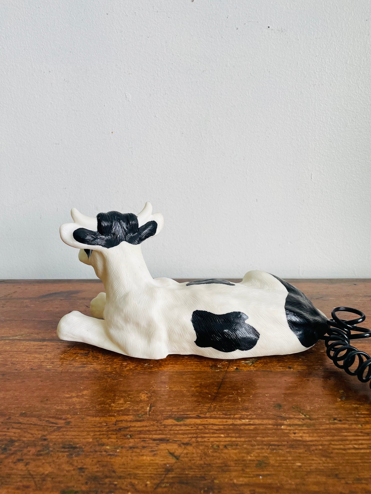 Vintage 1980s Roger's Moo Moo Black & White Cow Phone - Tested / Works - Moos When Someone Calls You!