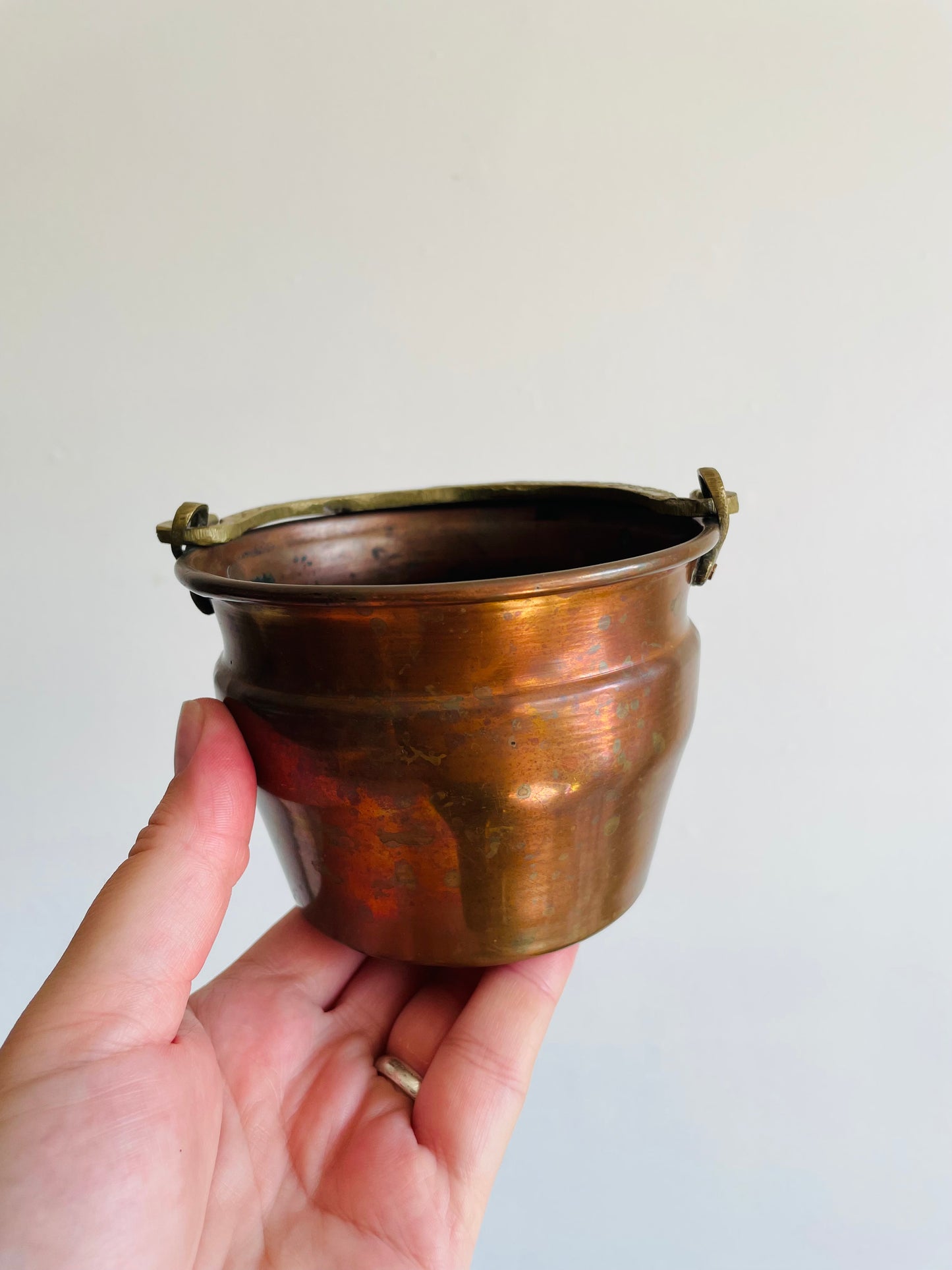 Copper Bucket Pail with Etched Brass Handle - Makes a Great Planter Pot!