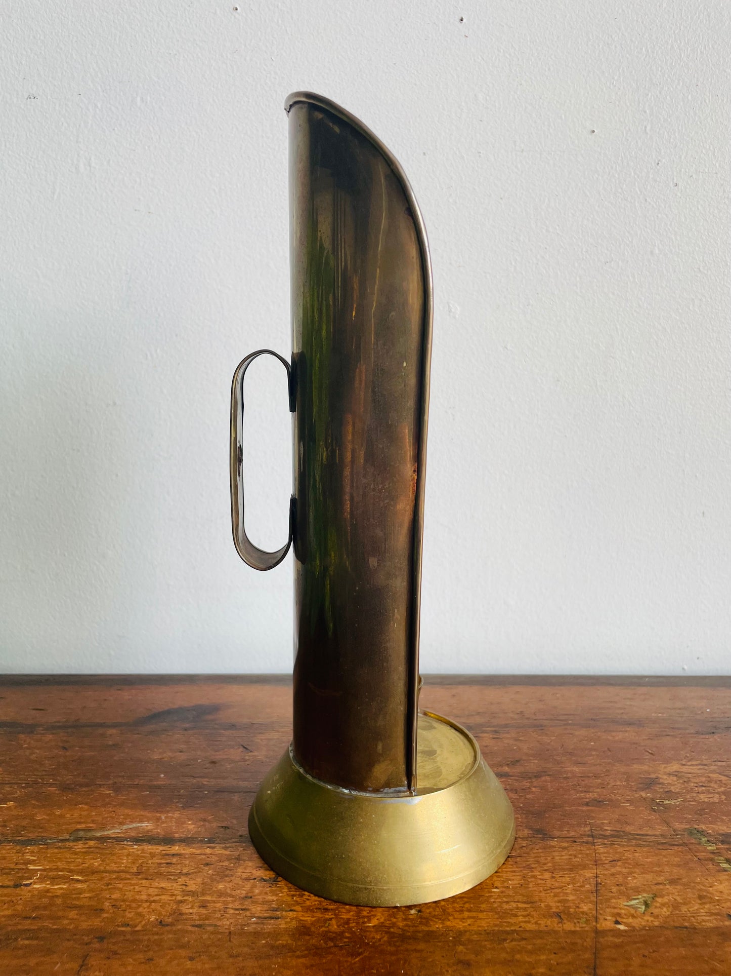 Vintage Brass Candle Holder Reflector Sconce - Handle on Back - Can Stand or Hang on Wall - Made in India