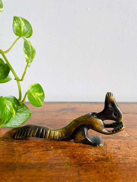 Vintage Solid Brass Squirrel Nutcracker