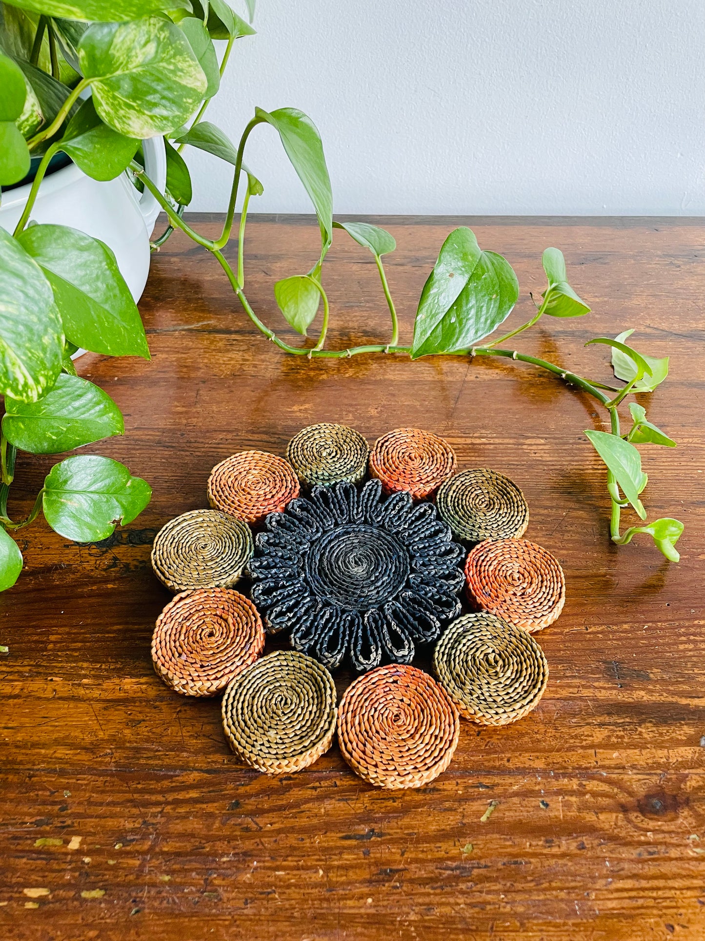 Colourful Woven Straw Trivet