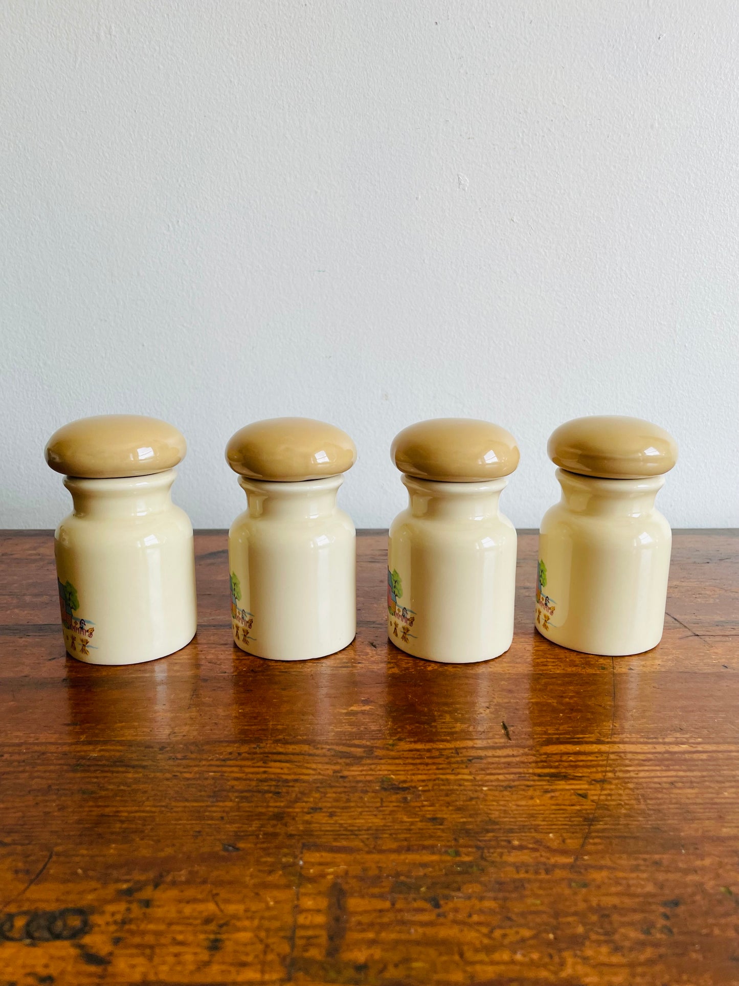 Heartland International Stoneware Spice Jars with Lids - Set of 4