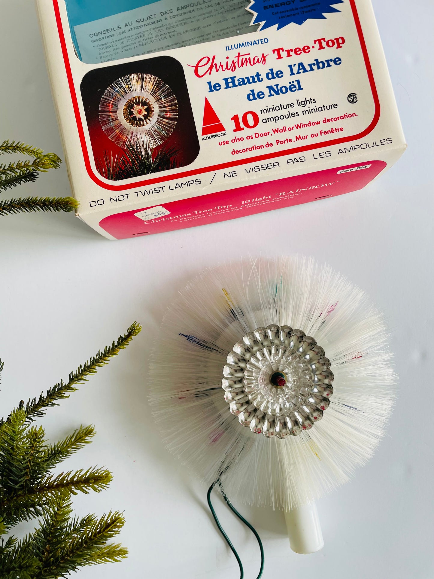 Vintage Alderbrook Industries Illuminated Fiber Optic Christmas Tree Topper - Tested / Works!