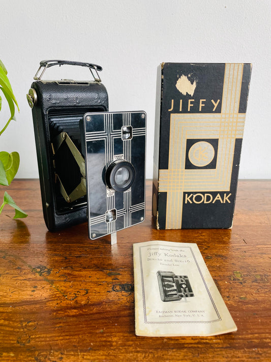 1930s Jiffy Kodak Six-16 Accordion Lens Camera - Made in Canada by Canadian Kodak Company - Comes with Original Box & Instruction Booklet