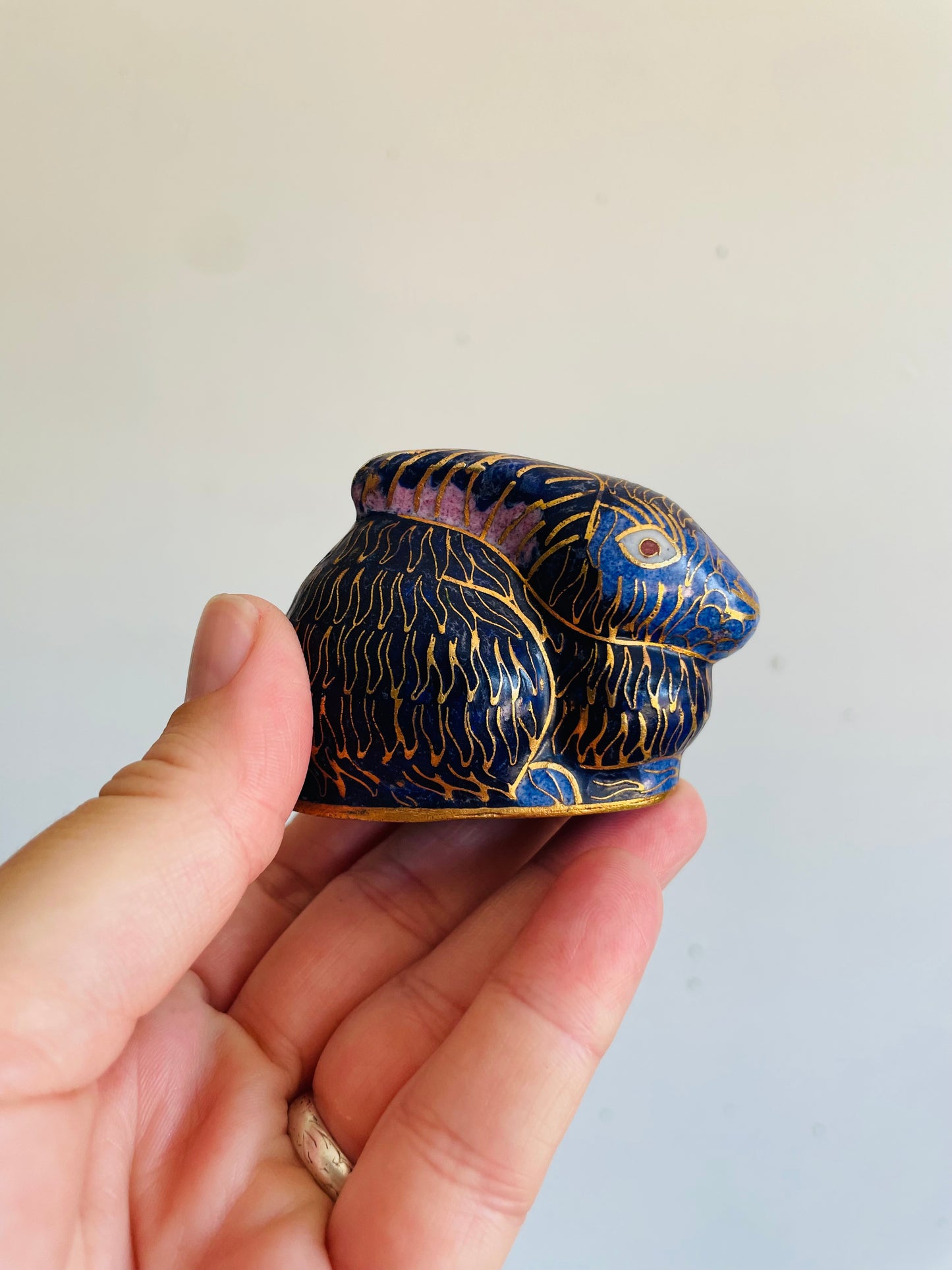 Vintage Miniature Cloisonne Enamel Bunny Rabbit Animal Figurine