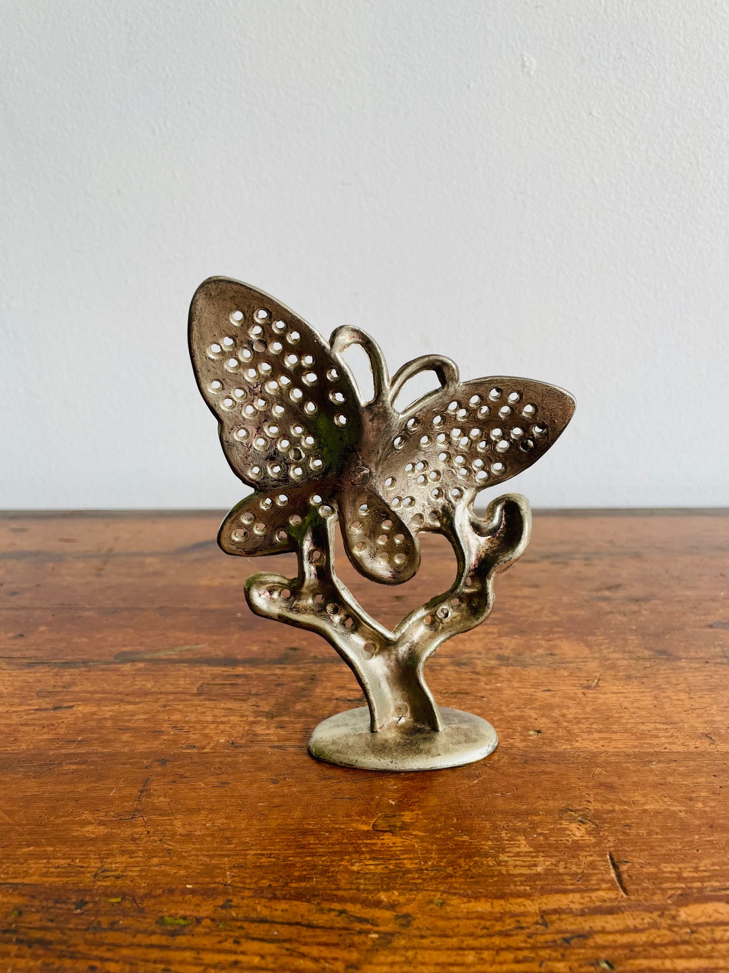 Silver Plated Zinc Earring Holder with Butterfly on Branch