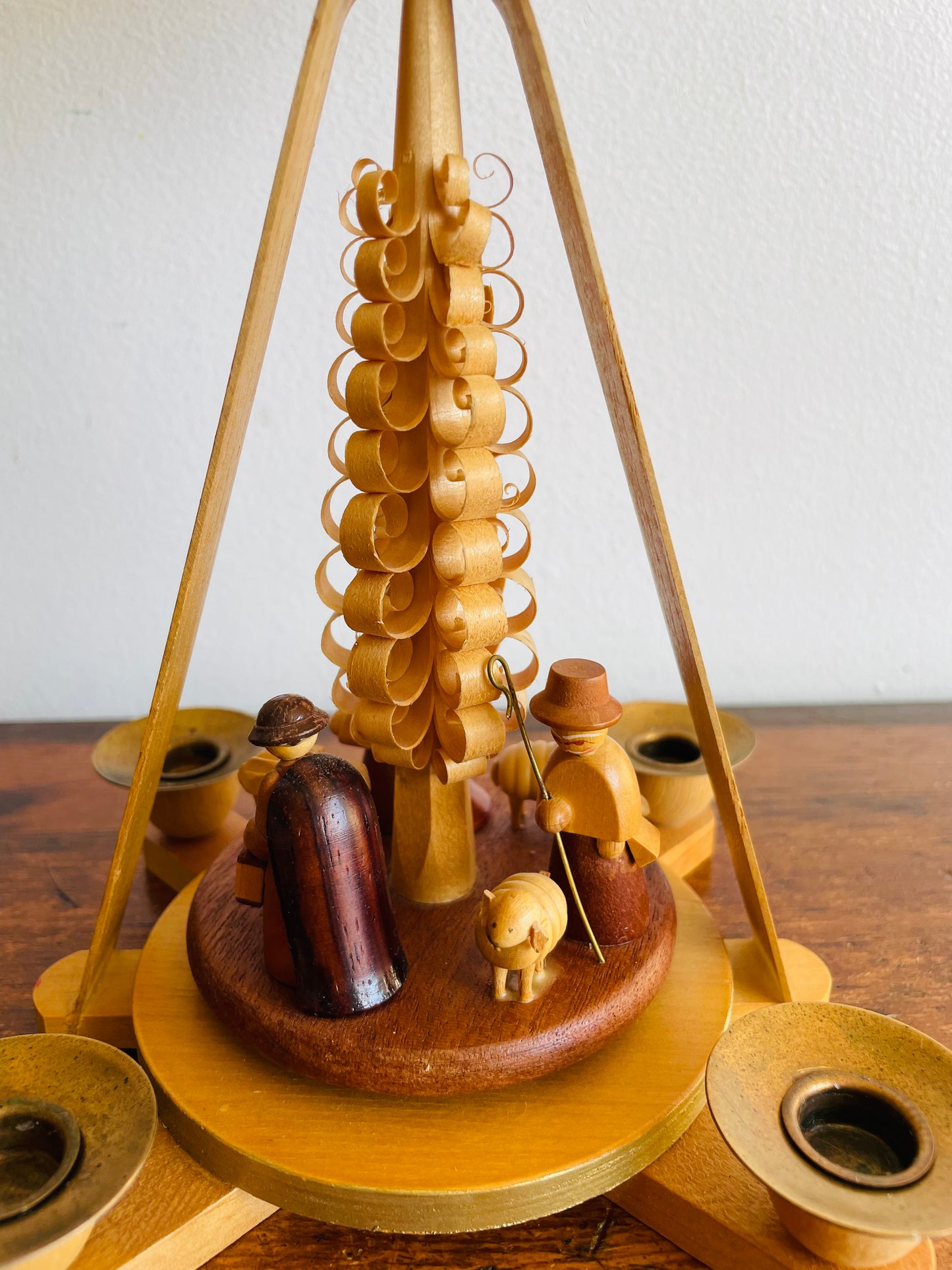 Wooden Christmas Pyramid Nativity Candle Carousel - Made in East Germany