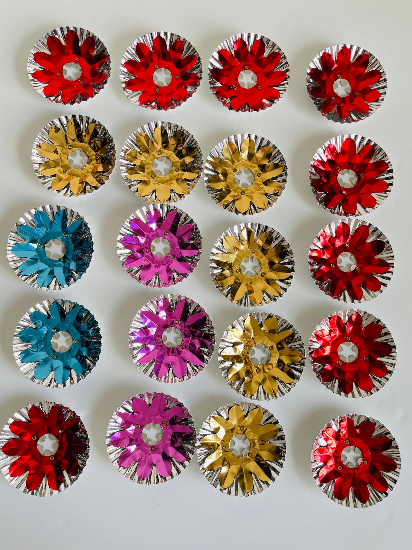 Vintage Collection of Unused Christmas Light Foil Reflectors - Gold, Red, Pink & Blue - Set of 20