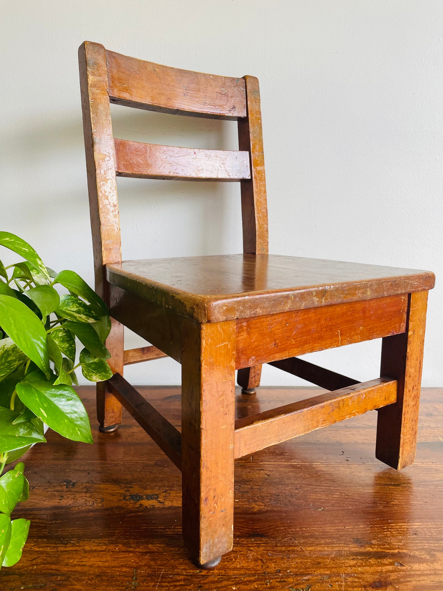 Child Sized Solid Wood School Desk Chair - Also Makes a Great Plant Stand or Porch Display Chair!