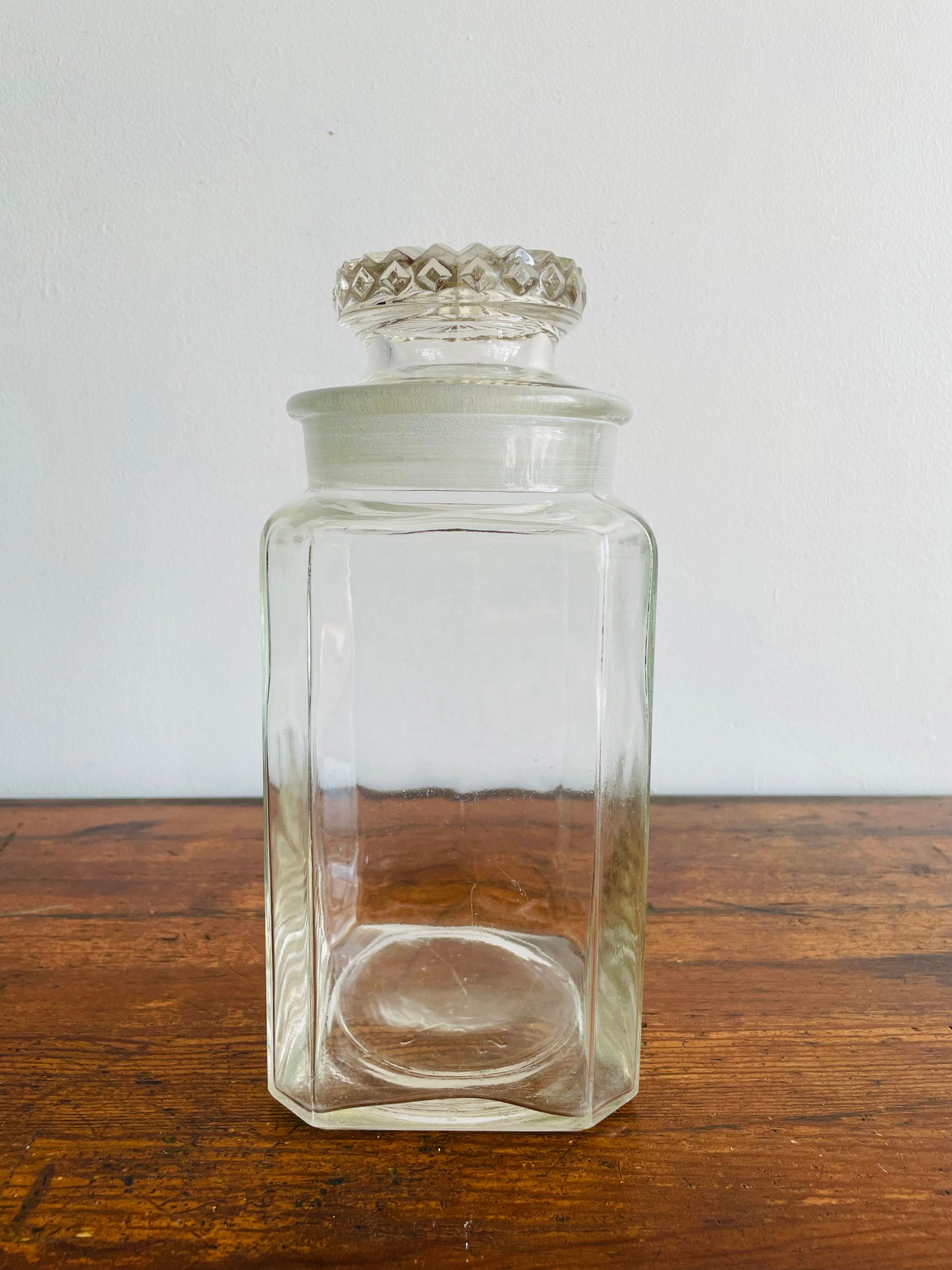 Giant Heavy & Solid Clear Glass Pharmacy or Candy Store Apothecary Jar with Lid