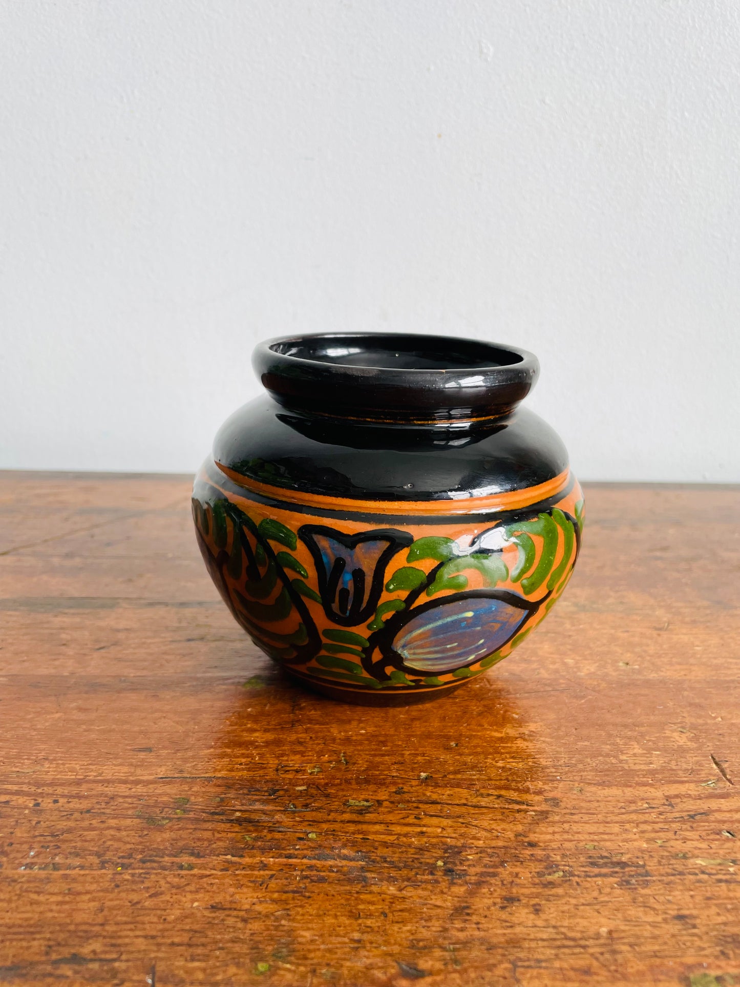 Antique / Possibly Vintage Carl Gebauer-Style Arts & Crafts Era Hand Painted German Floral Vase or Planter Pot - Made in Germany - Stamped