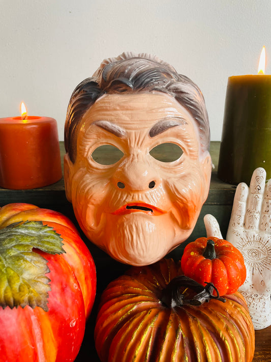 Ben Cooper Inc. Old Woman Plastic Halloween Mask - Made in Hong Kong