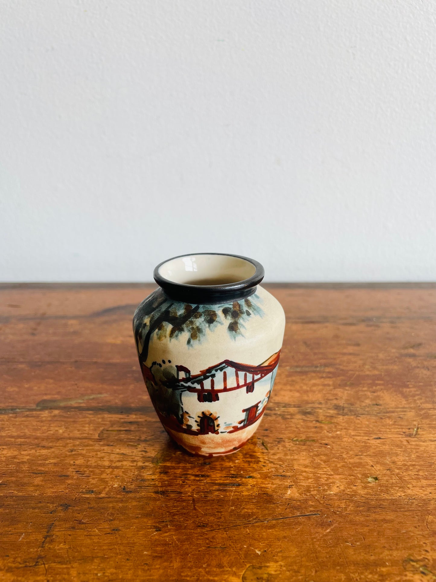 RF Ciboure Pottery Vase from French Basque Country - Signed by Artist Anne Marie (A.) Grillard - Found in Limerick, Ireland