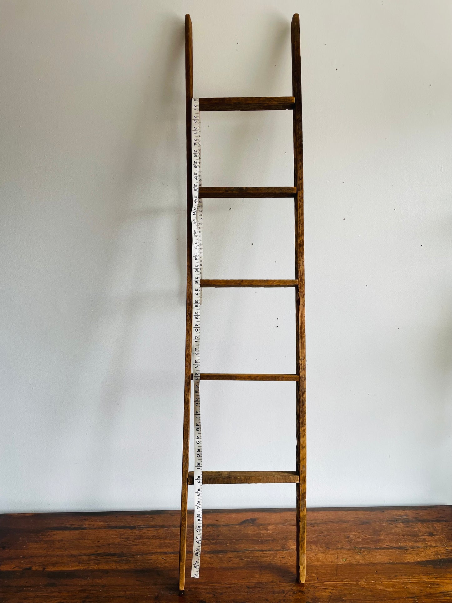 Vintage Narrow 4 Foot Decorative Wood Ladder - Great for Porch Decor, Staging, Scarves, Etc.