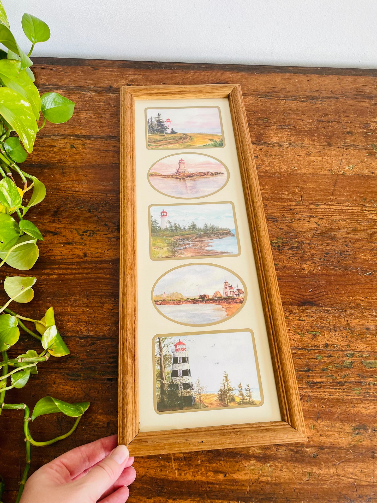 Vintage 2001 Prince Edward Island Scenes by Donna McCarthy Illustrated Island Beacons Print Picture - Five Lighthouses Around PEI