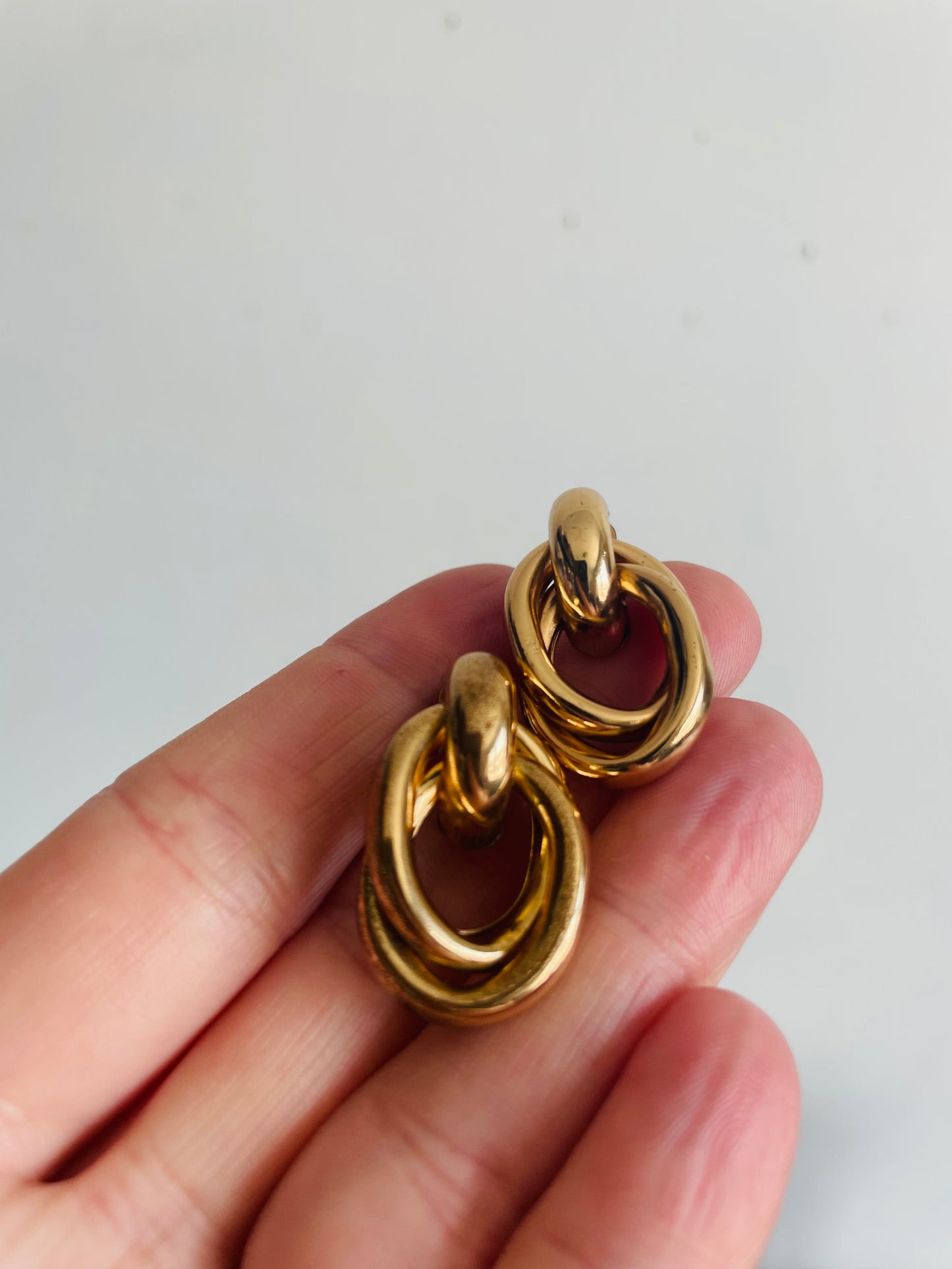 Vintage Gold Tone Knot Earrings - For Pierced Ears