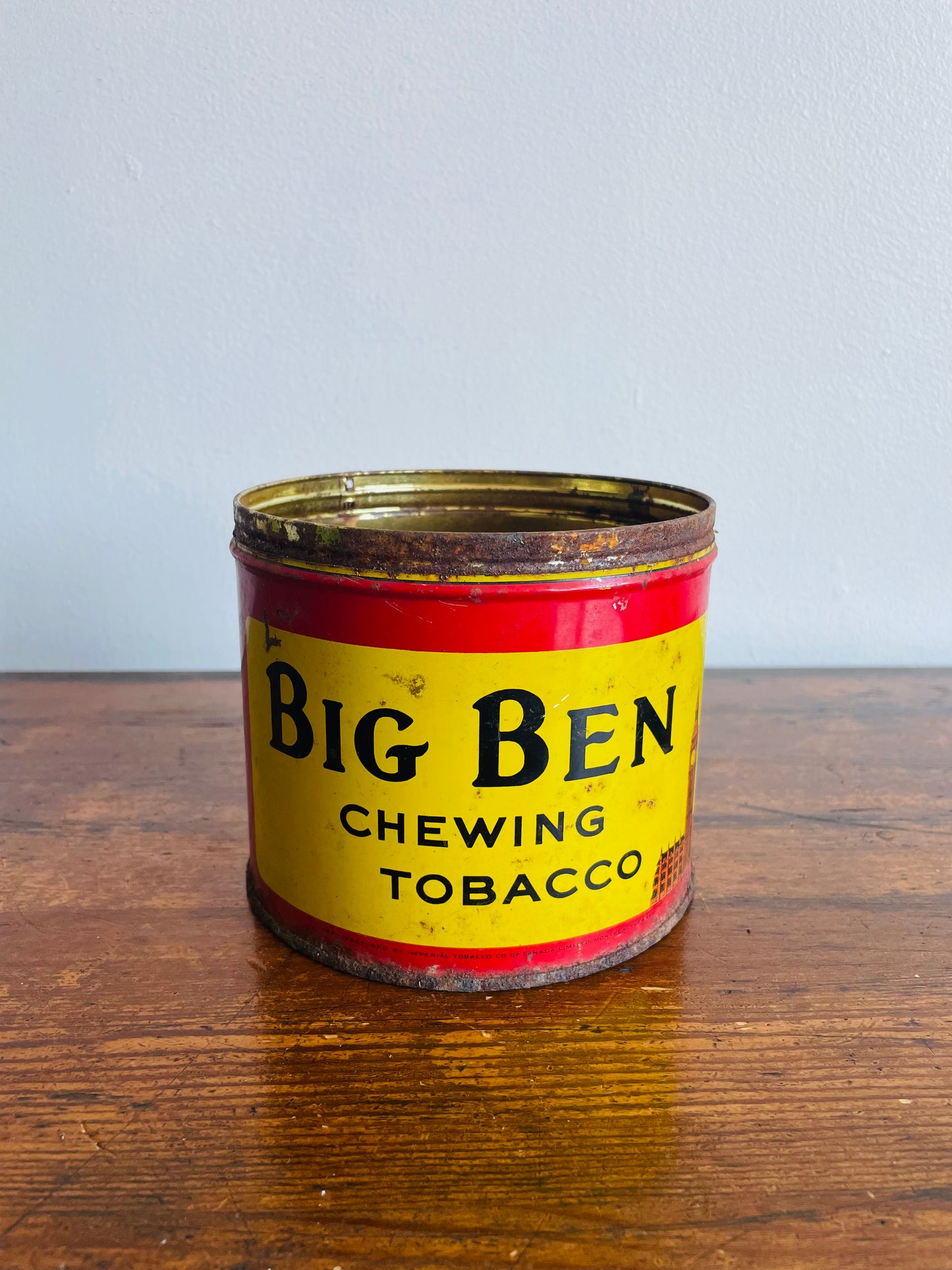 Big Ben Plug Chewing Tobacco Advertising Tin - Manufactured by Imperial Tobacco Co. of Canada Limited Montreal-Granby