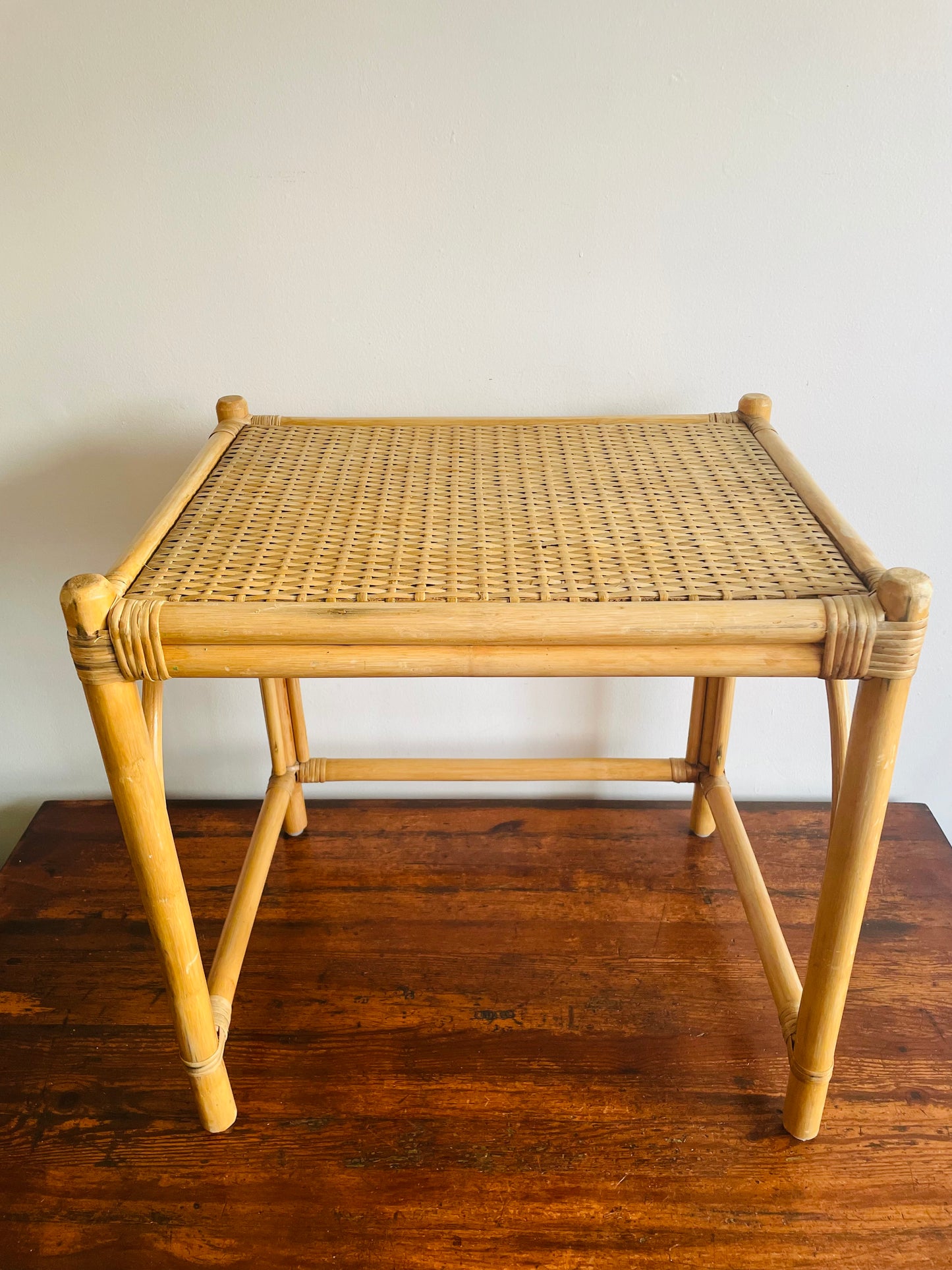 Rattan Wood Side Table