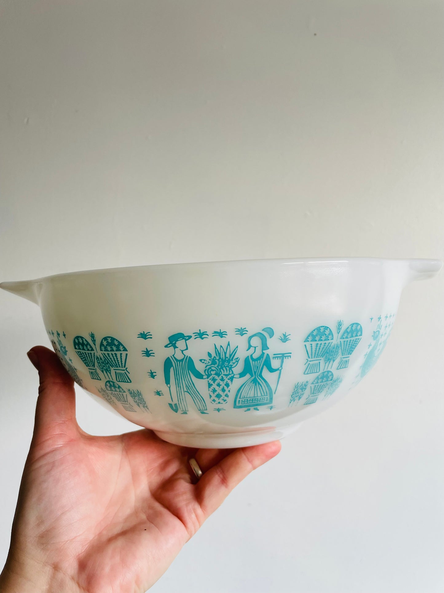 Pyrex 441, 442 & 443 Cinderella Nesting Bowls - Amish Butterprint Turquoise Pattern - Set of 3 Mixing Bowls