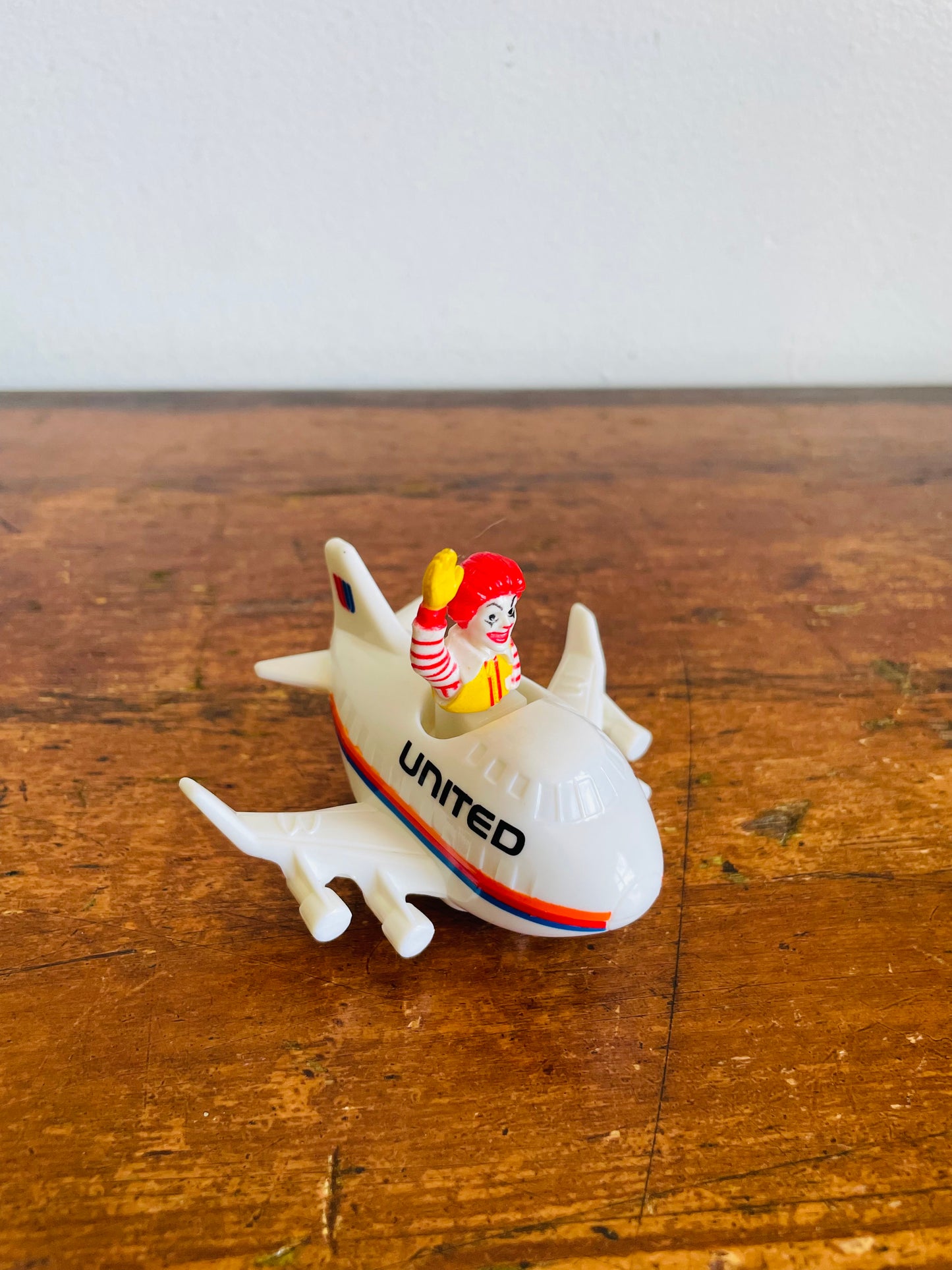 Vintage 1991 McDonald's Happy Meal Toy - Ronald McDonald in United Airlines Plane - Friendly Skies Series