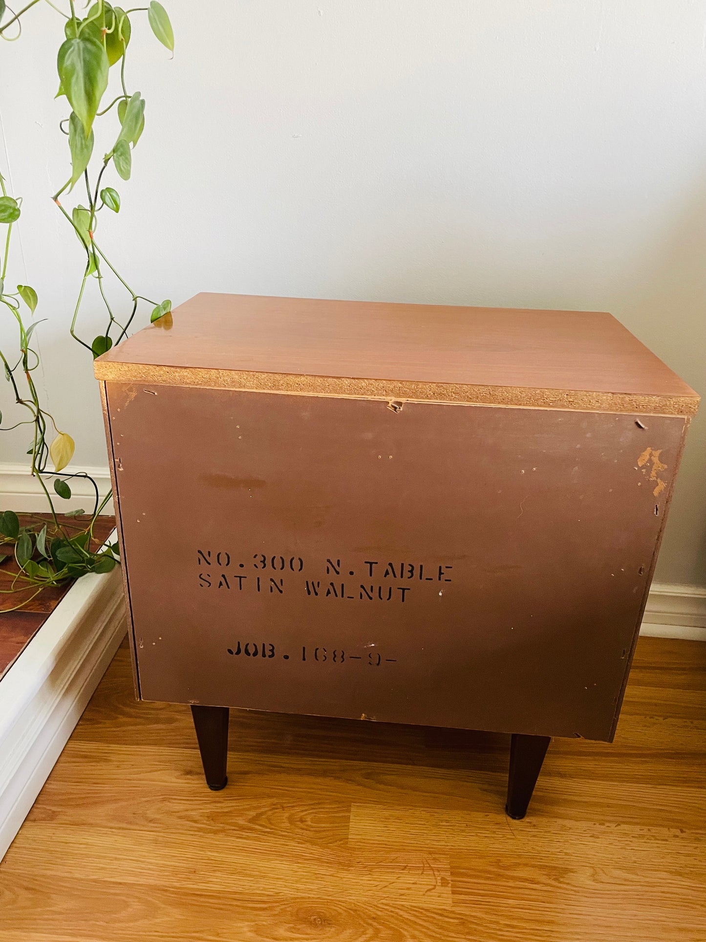 Mid-Century Modern Walnut Wood Nightstand Tables - Set of 2 - Stamped September 1966 - PICK-UP ONLY