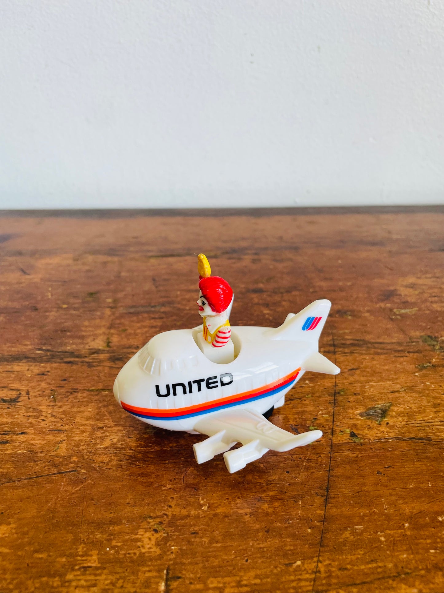 Vintage 1991 McDonald's Happy Meal Toy - Ronald McDonald in United Airlines Plane - Friendly Skies Series