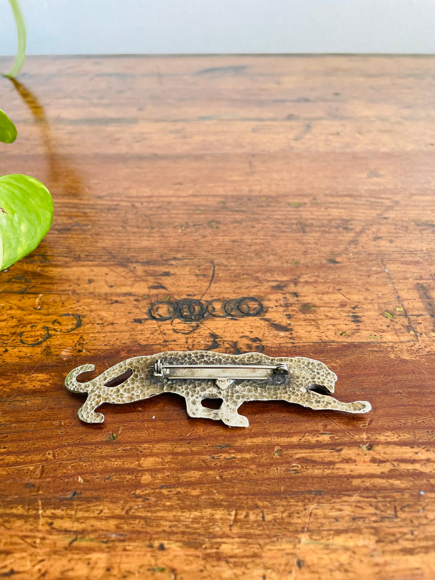 Prowling Spotted Leopard or Jaguar Brooch Pin