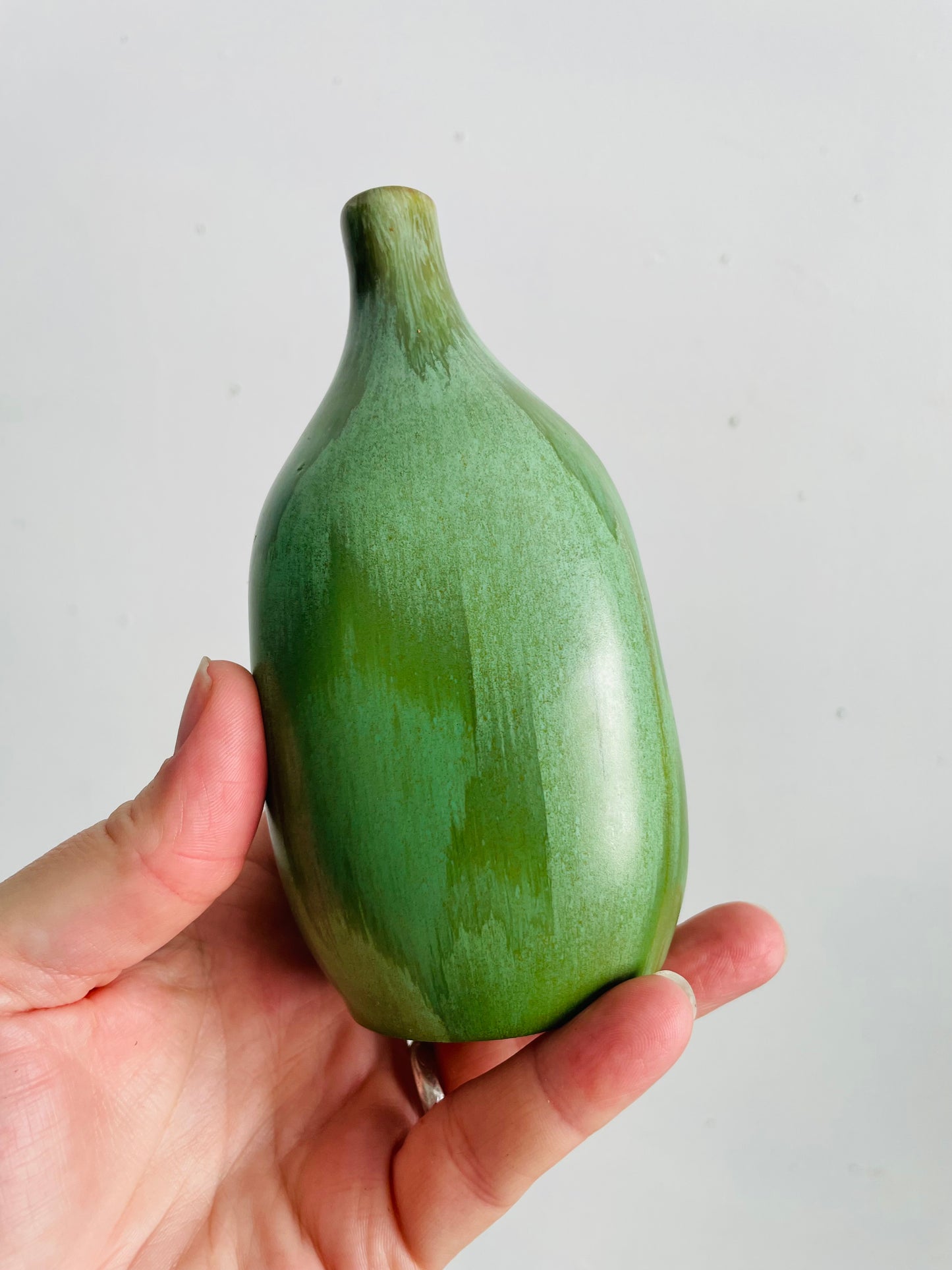Vintage Mid-Century Modern Huronia Pottery Ltd. Acid Green Glazed Bud Vase - Made in Canada