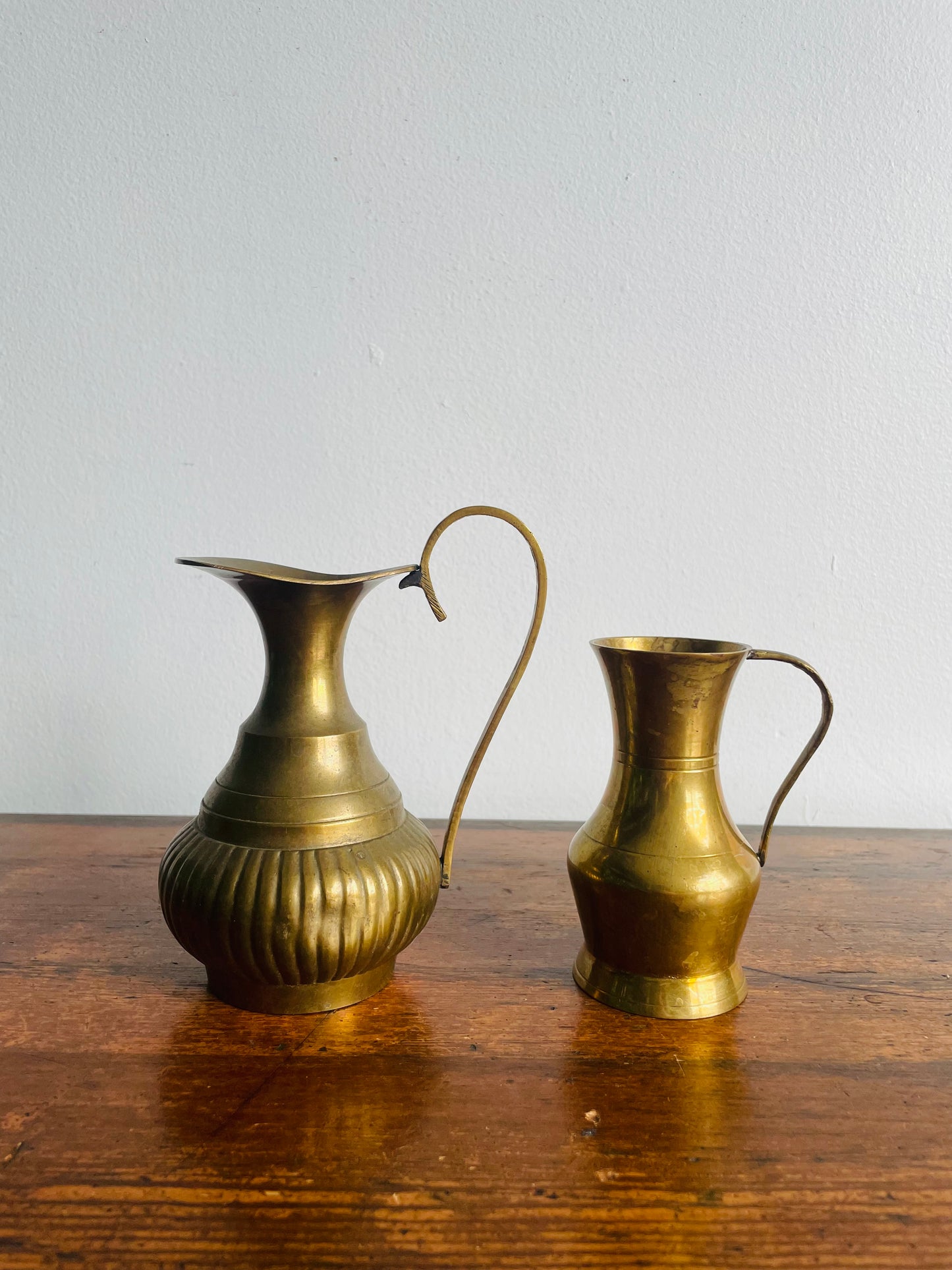 Solid Brass Pitcher Vase Jugs - Made in India - Set of 2