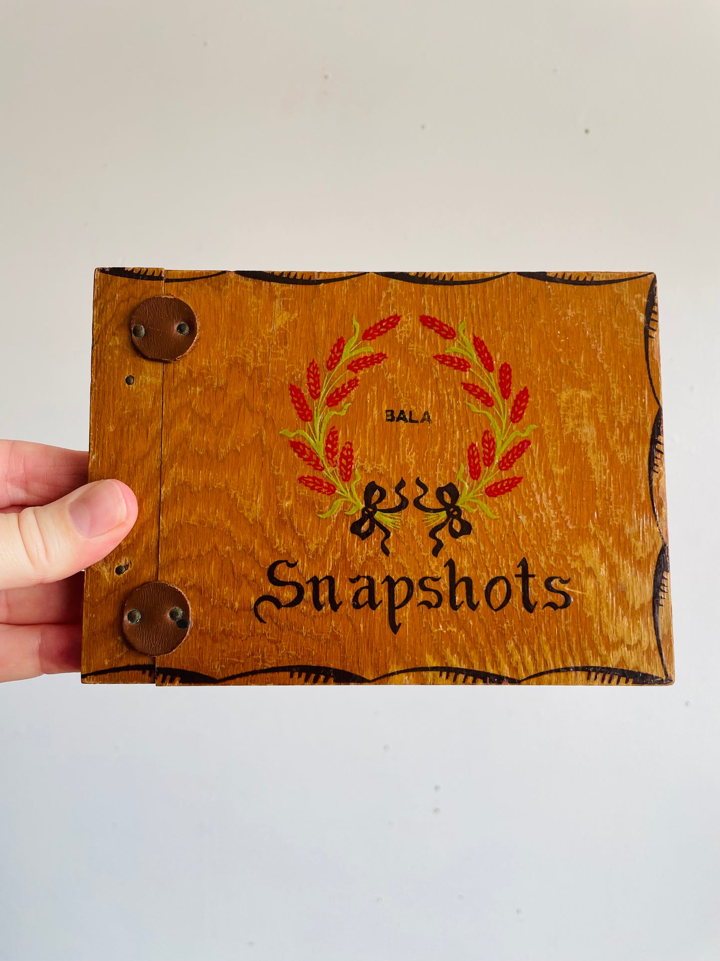 Vintage Wood Photo Album with Unused Black Blank Pages Inside - Snapshots - Souvenir from Bala, Ontario