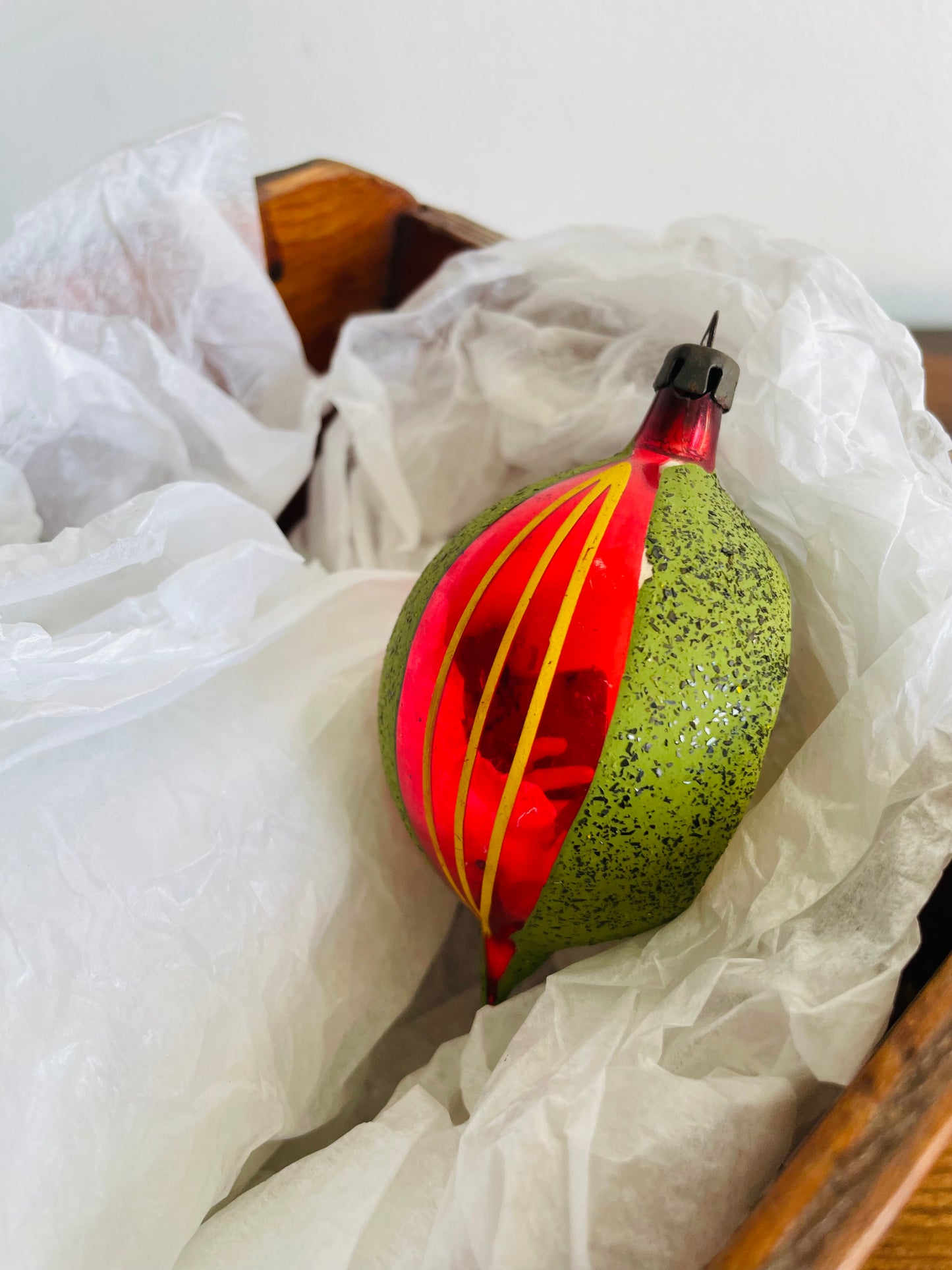 Green, Red & Yellow Glass Indent Ornament - Made in Poland