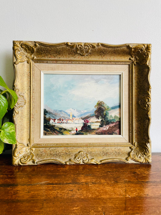 Original Art - Painting of European Village Among Mountains - Signed by Listed Artist Heinz L. Koller