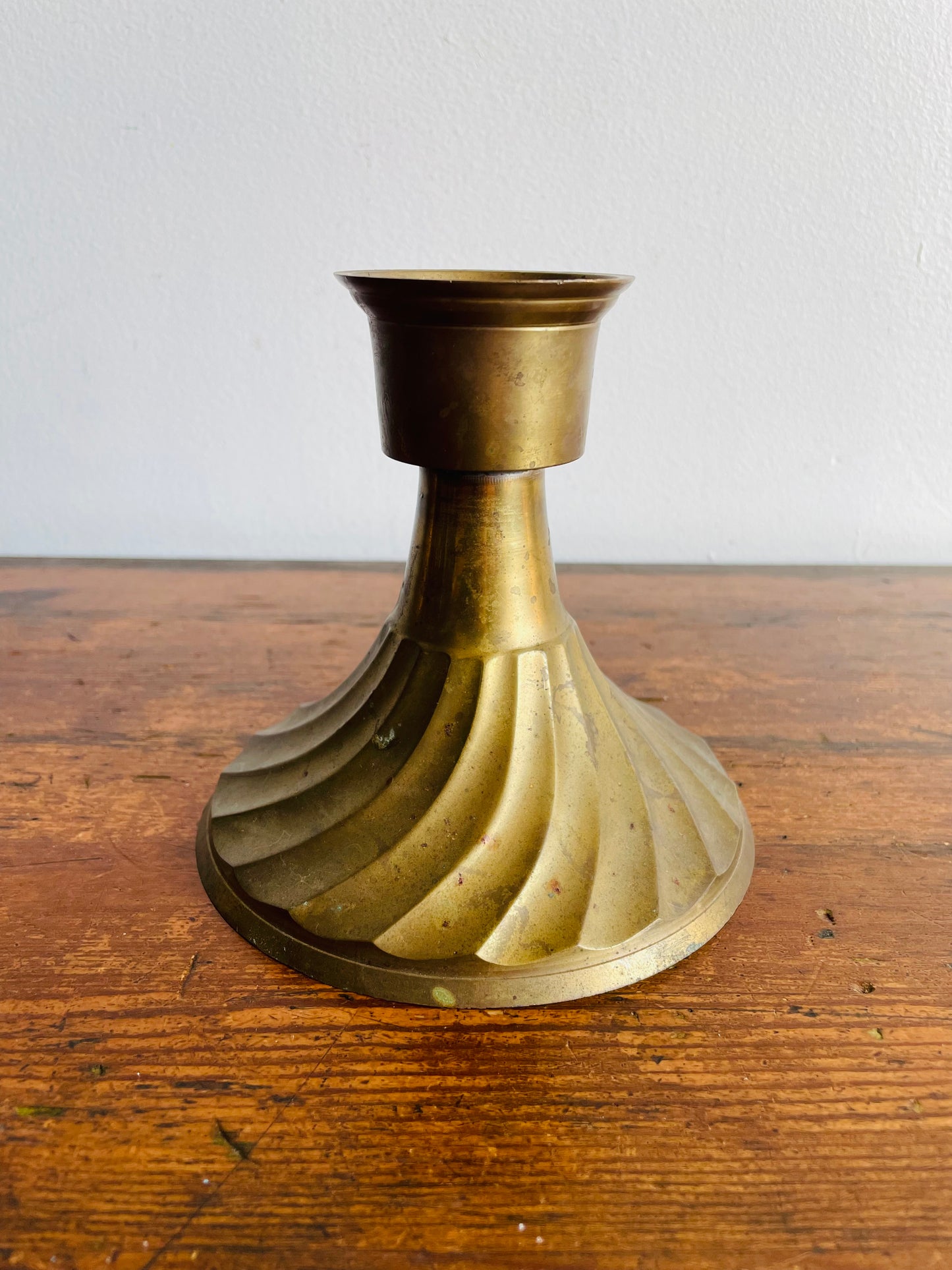 Brass Candle Holder with Beautiful Swirled Base Design - Made in India